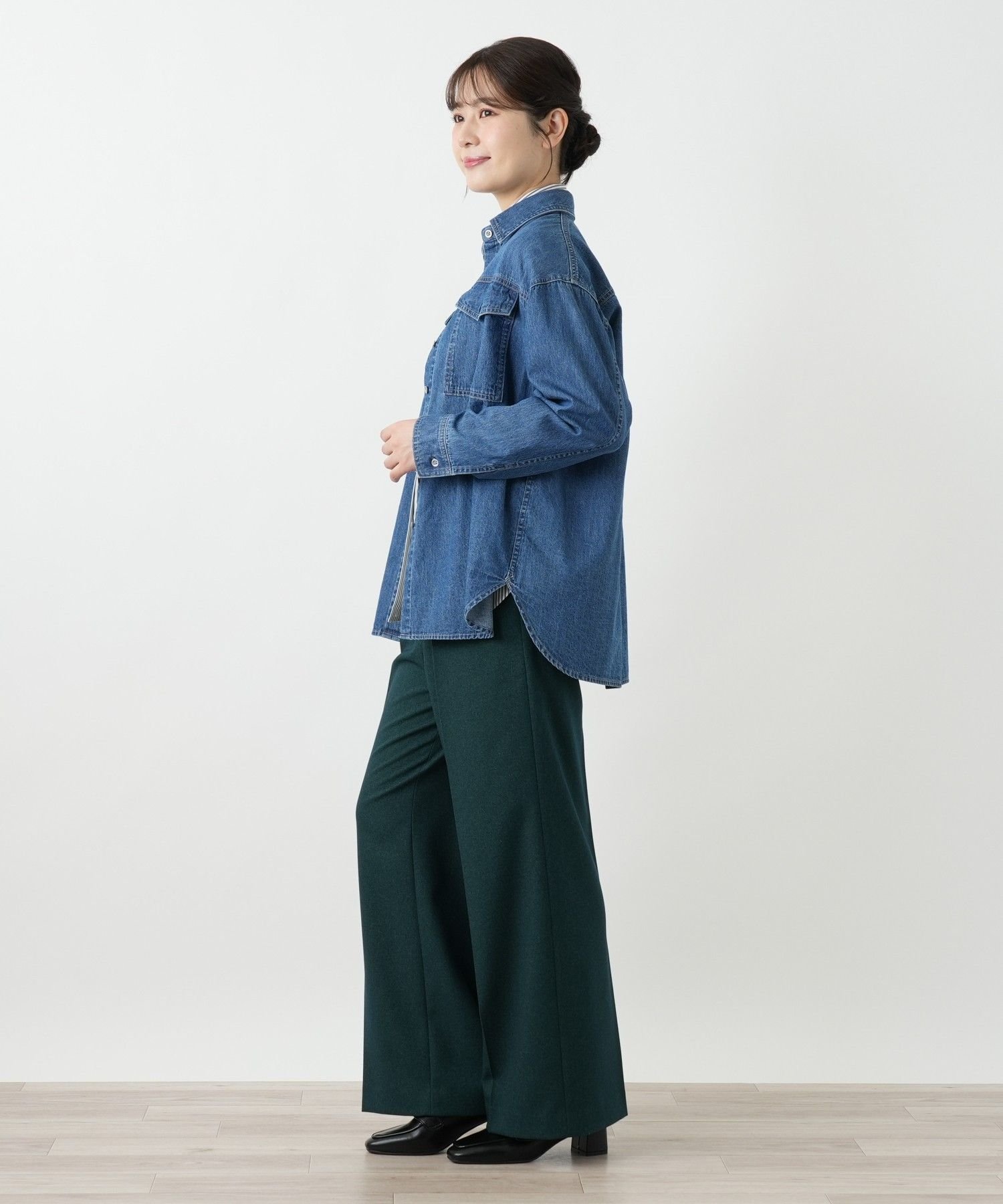 Leilian 洗えるデニムブラウス【25年9月カタログ】 レリアン トップス シャツ・ブラウス