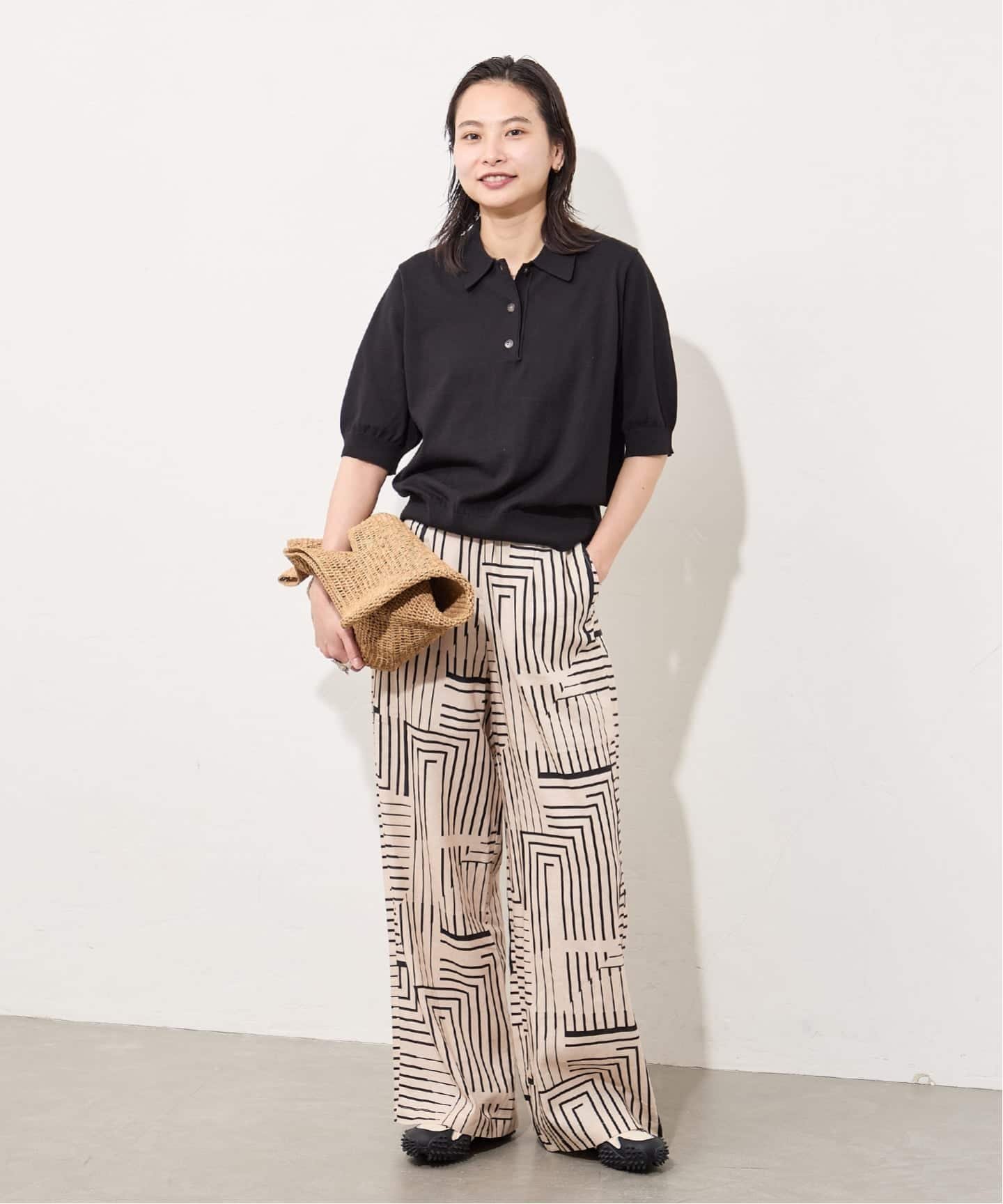 JOURNAL STANDARD ウォッシャブル ポロシャツ ジャーナル スタンダード トップス ニット ネイビー ブラック