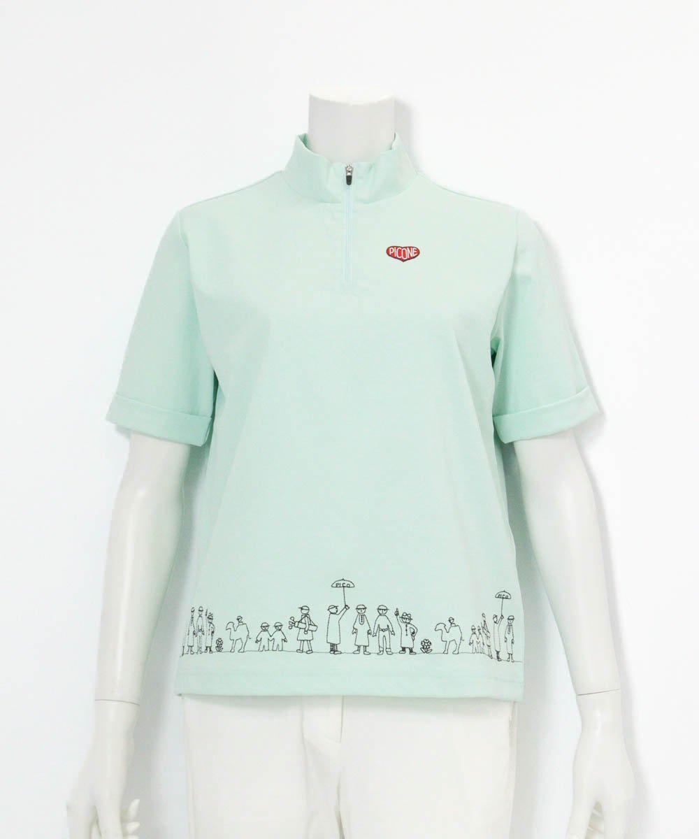 Picone Club 【ピッコーネクラブ公式】裾刺繍UV速乾ジッププルオーバー ピッコーネクラブ トップス カットソー・Tシャツ ネイビー ブラウン ホワイト【送料無料】