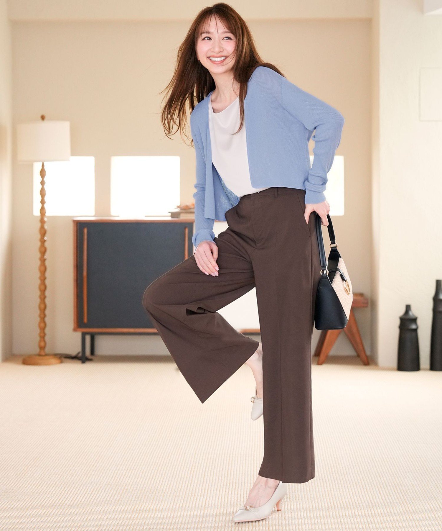 【SALE／11%OFF】ANY SIS L エアリーストレッチ ワイドパンツ エニィスィス パンツ その他のパンツ ベージュ ブラック ホワイト グレー ブルー ブラウン ネイビー【送料無料】