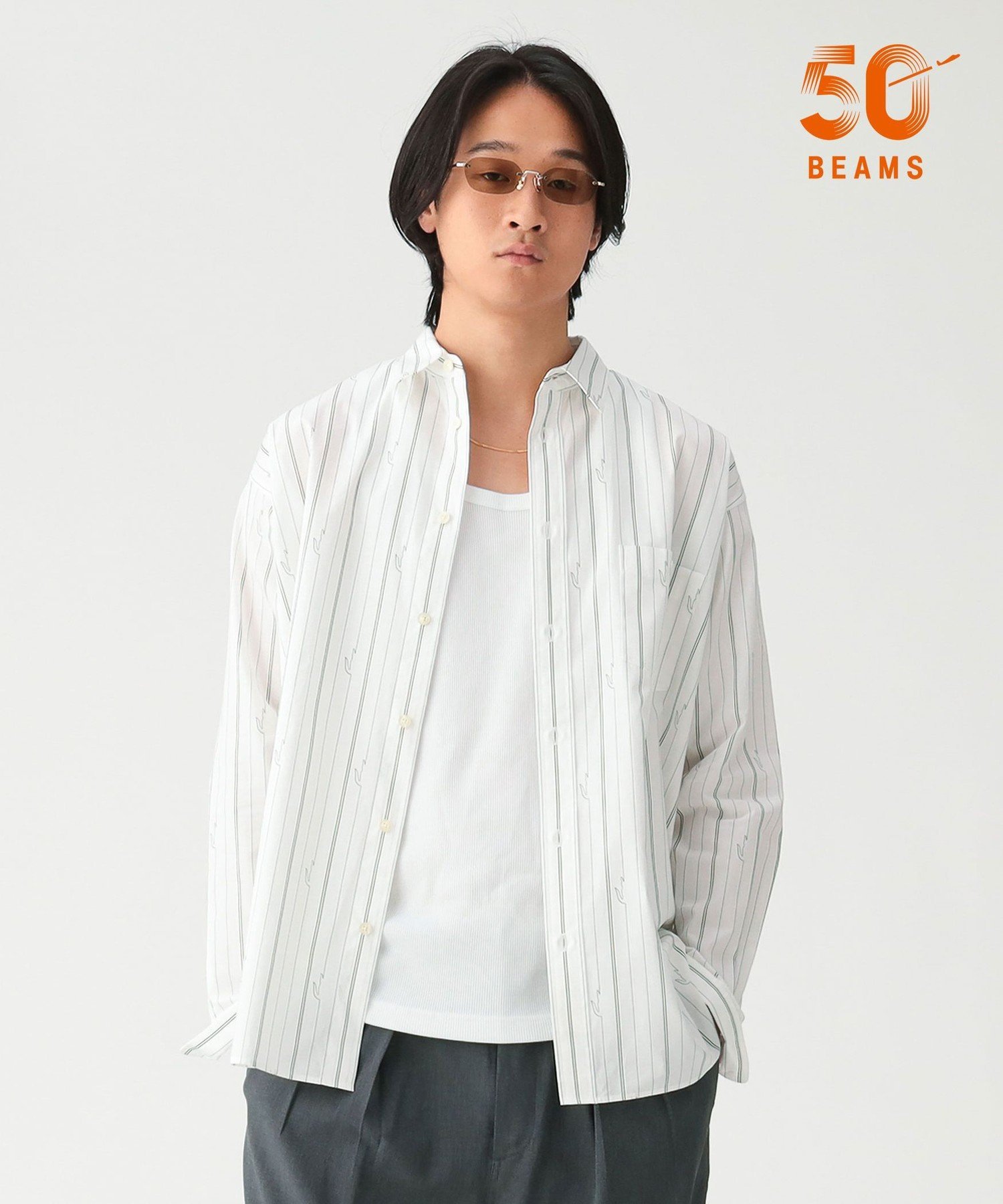 BEAMS 【別注】LACOSTE / ストライプシャツ ビームス メン トップス シャツ・ブラウス【送料無料】