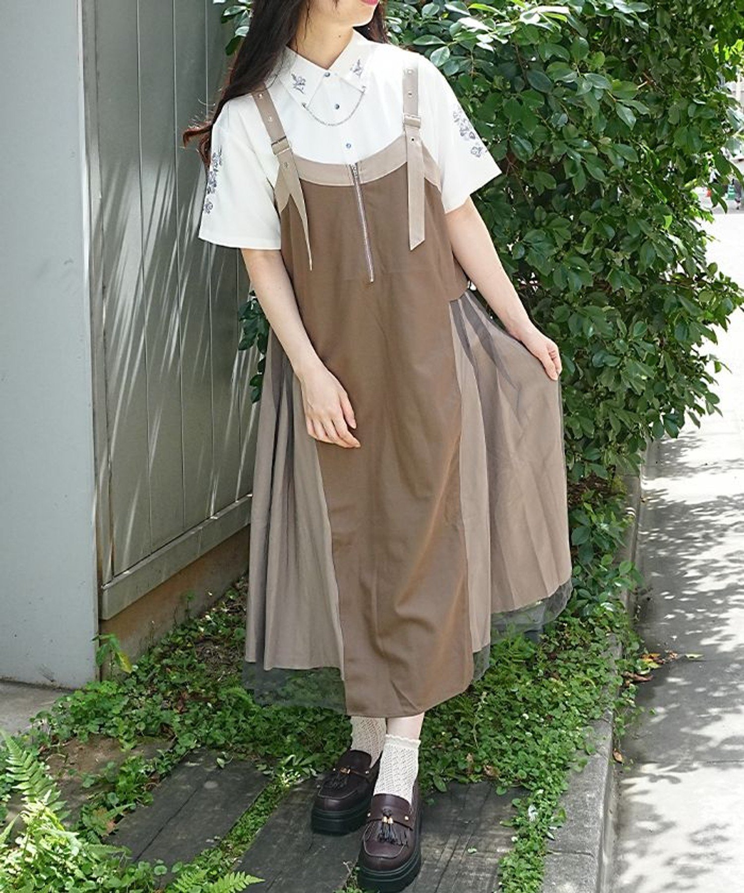 axes femme 配色チュール重ねジャンパースカート アクシーズファム ワンピース・ドレス ワンピース【送料無料】