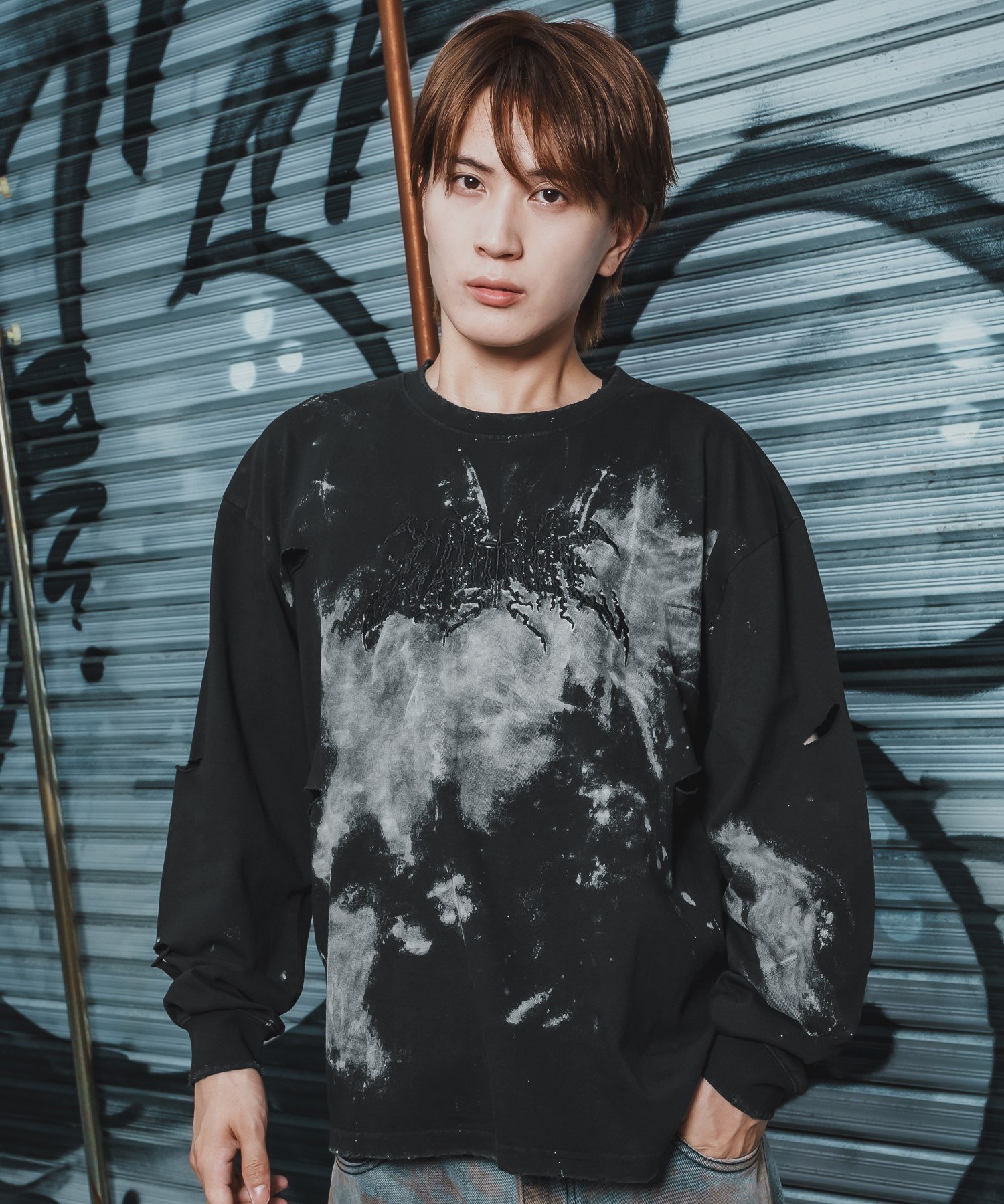 SIDEWAY STANCE SIDEWAY STANCE サイドウェイスタンス サンダーロゴ 長袖 グランジTシャツ インプローブス トップス カットソー・Tシャツ ブラック ブラウン【送料無料】