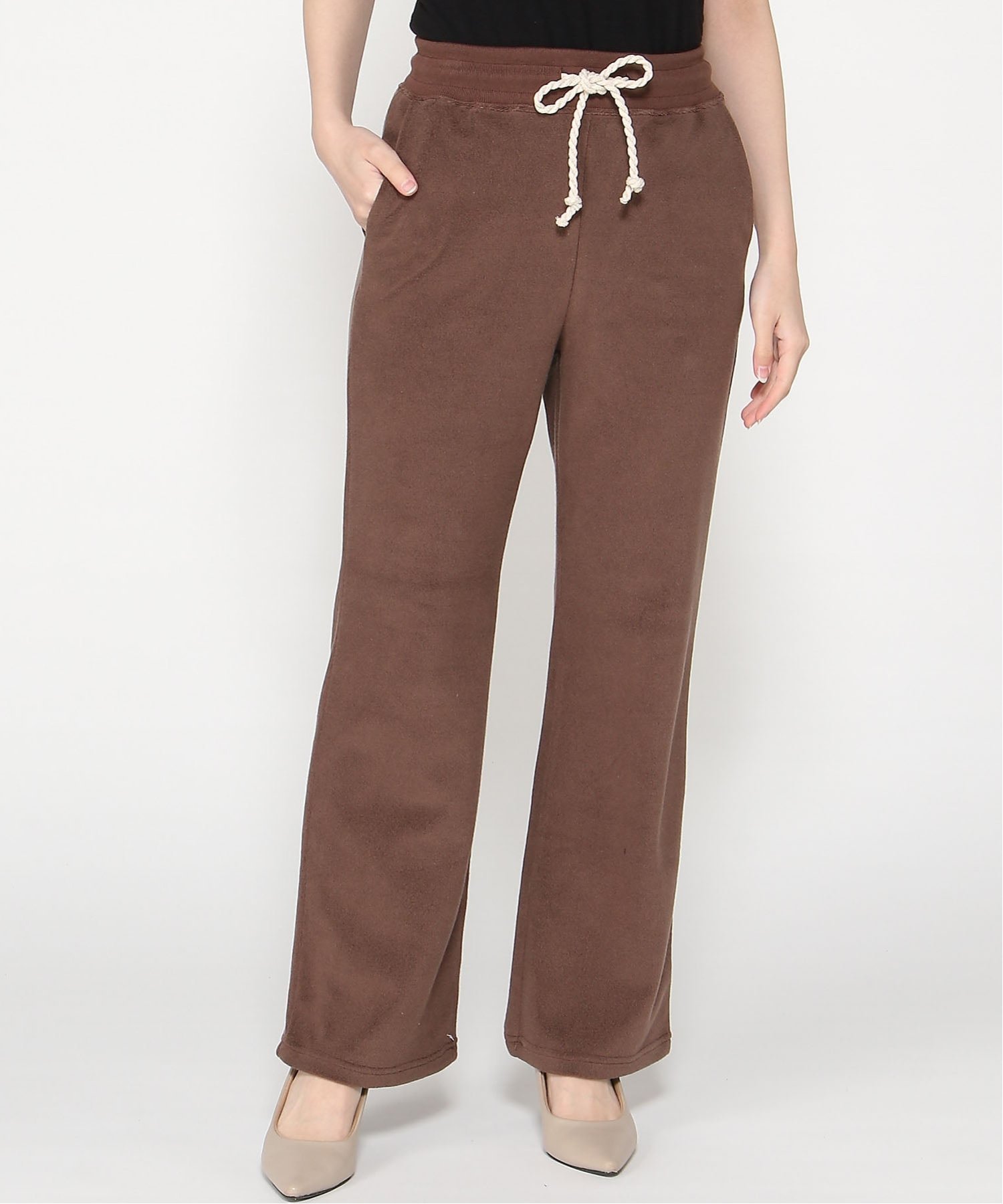【SALE／30%OFF】SEAGREEN (W)PLANE PILE FLARE PANTS タトラスコンセプトストア パンツ ジャージ・スウェットパンツ ブラウン【送料無料】