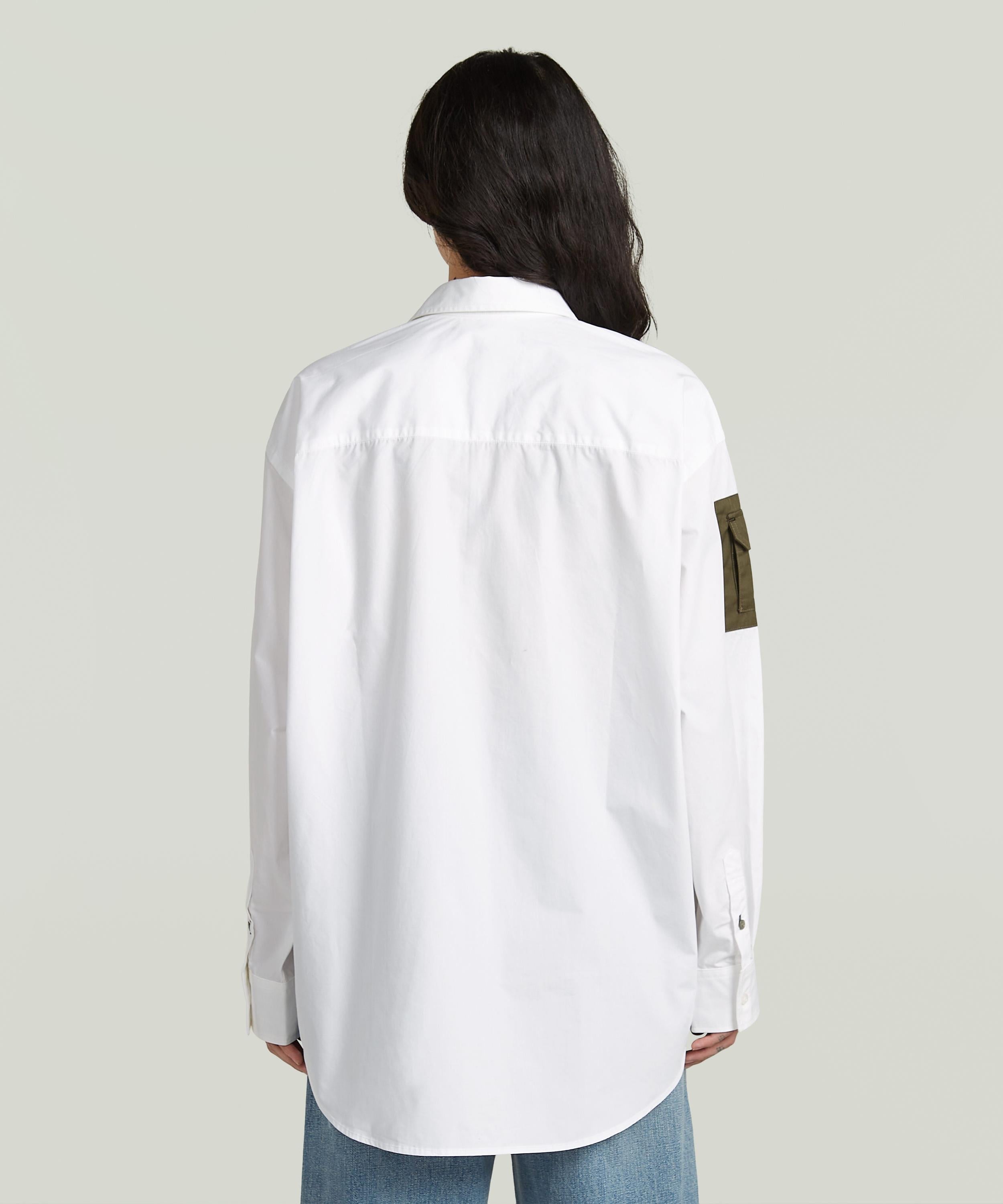 【公式ショップ】Multipocket Long Sleeve Shirt/異素材ミックスマルチポケットオーバーサイズロングスリーブシャツ ジースターロゥ トップス シャツ・ブラウス ホワイト