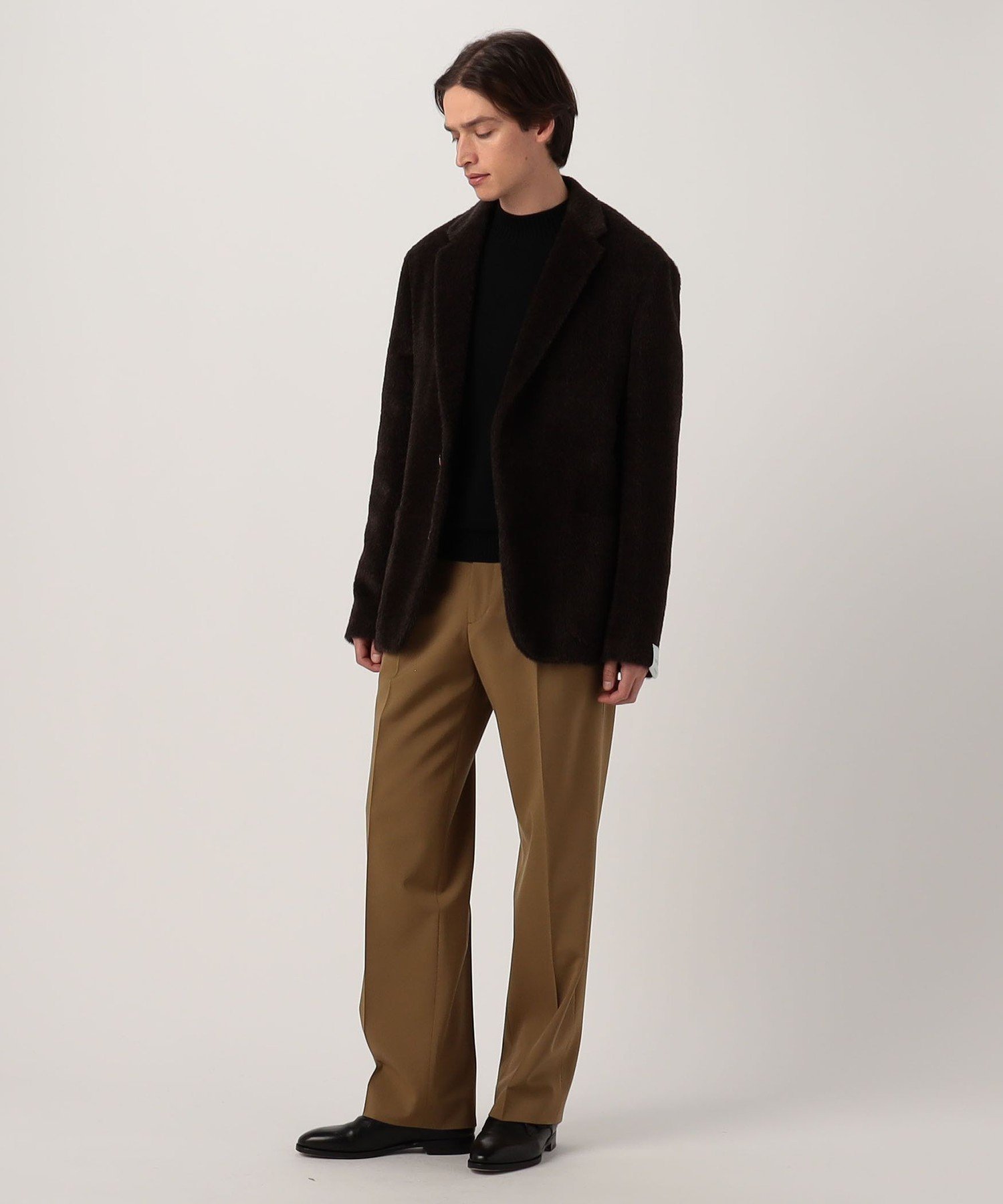 BUYING WEAR CARUSO アルパカウール シングルブレステッド 2Bジャケットコート トゥモローランド ジャケット・アウター テーラードジャケット・ブレザー ブラウン