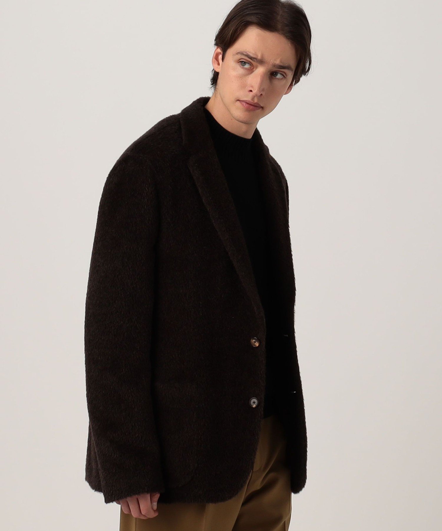 BUYING WEAR CARUSO アルパカウール シングルブレステッド 2Bジャケットコート トゥモローランド ジャケット・アウター テーラードジャケット・ブレザー ブラウン
