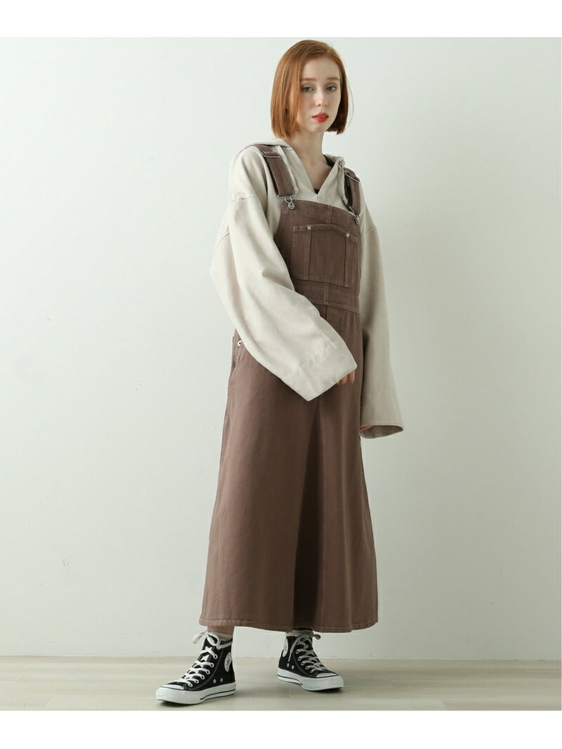 【SALE／60%OFF】DOUBLE NAME 製品染めジャンスカ レイカズン ワンピース・ドレス ジャンパースカート グレー ベージュ ブラウン ブラックのサムネイル