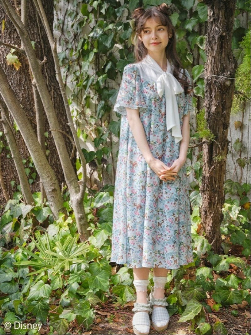 axes femme ディズニー バンビ/OP アクシーズファム ワンピース・ドレス その他のワンピース・ドレス ブルー ベージュ ブラウン【送料無料】のサムネイル