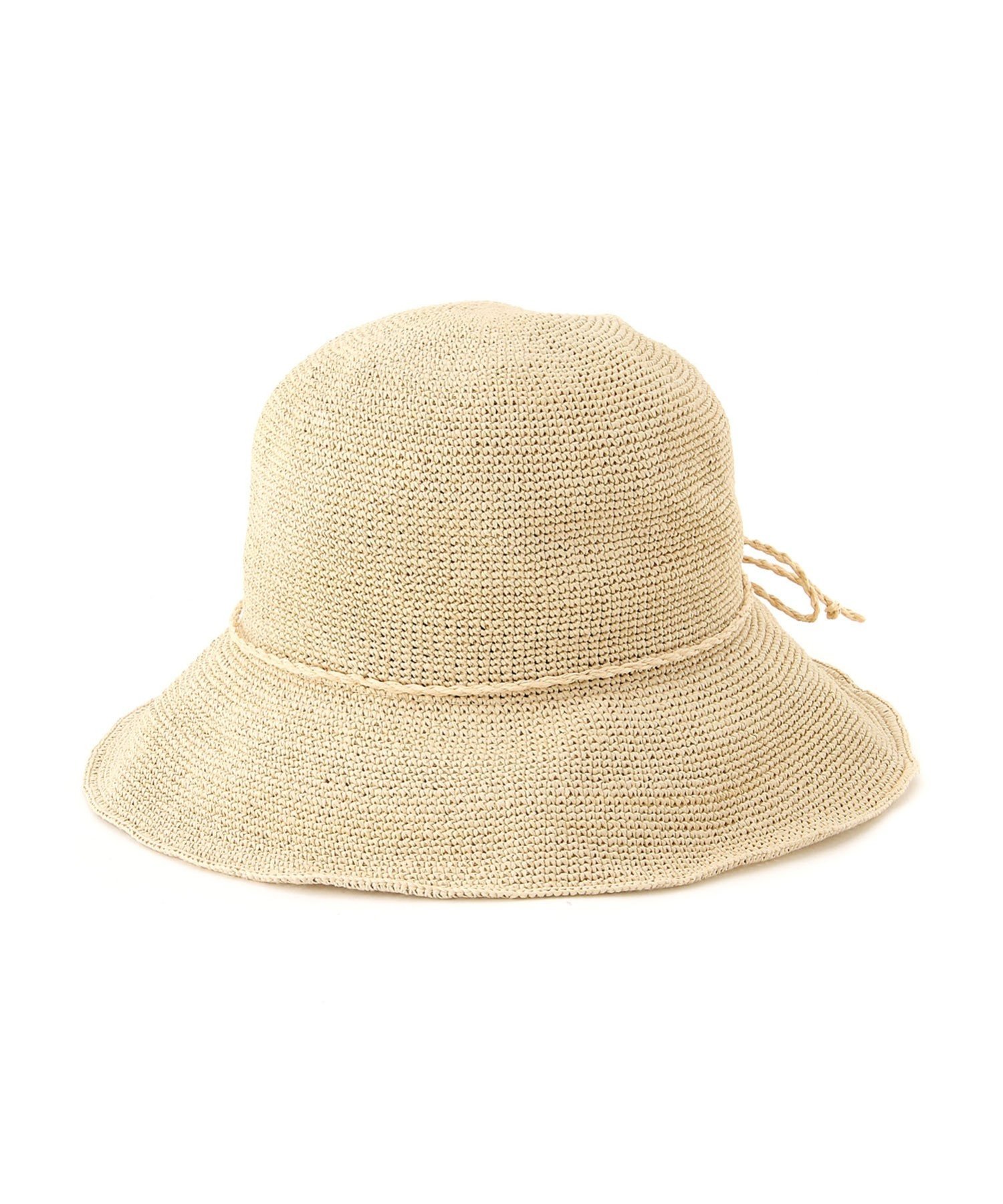 【SALE／30%OFF】mimis 細ペーパーコマ編みハット ファナ 帽子 ハット ピンク ベージュ ブラウン ブラック