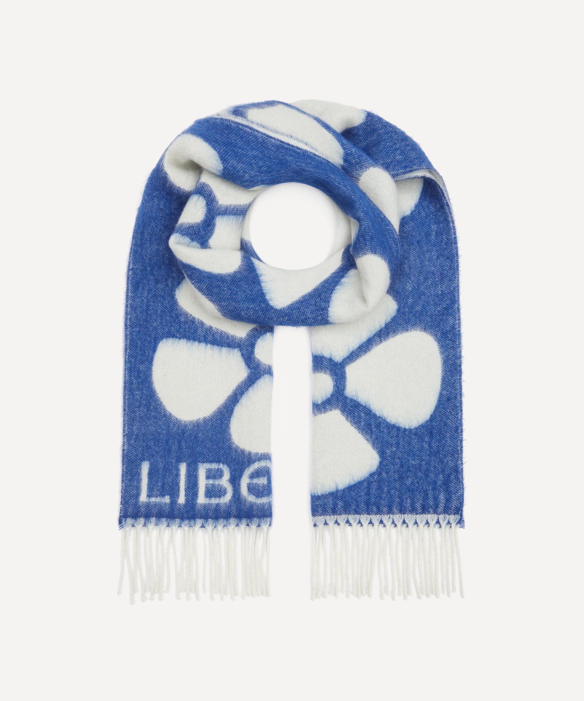 LIBERTY.(リバティ)アイアンシ 35x190 ウールモヘア スカーフ リバティ ファッション雑貨 マフラー・ストール・ネックウォーマー ブルー