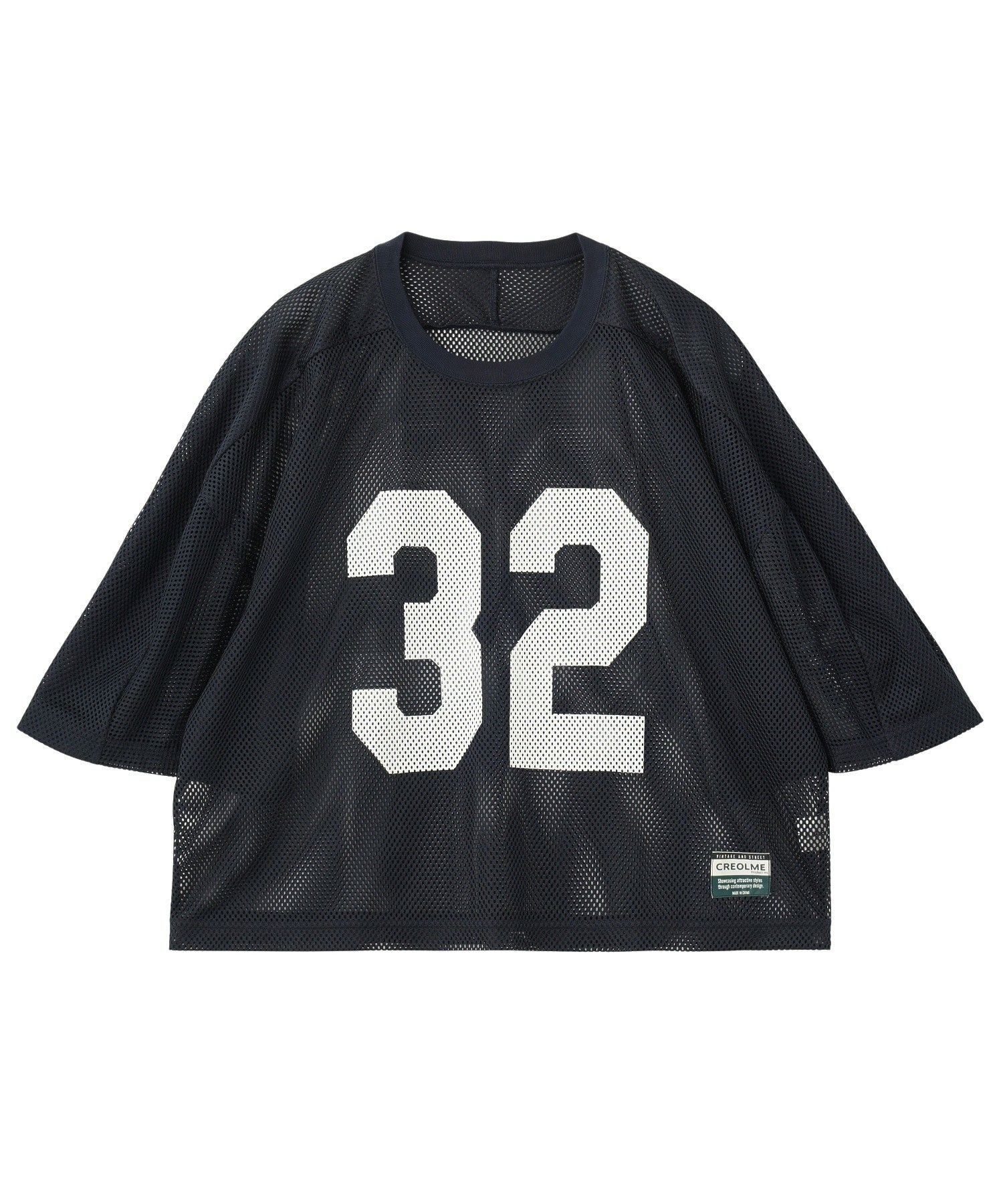 ROSE BUD MESH NUMBERING H/S TEE ローズバッド トップス カットソー・Tシャツ ネイビー ホワイト