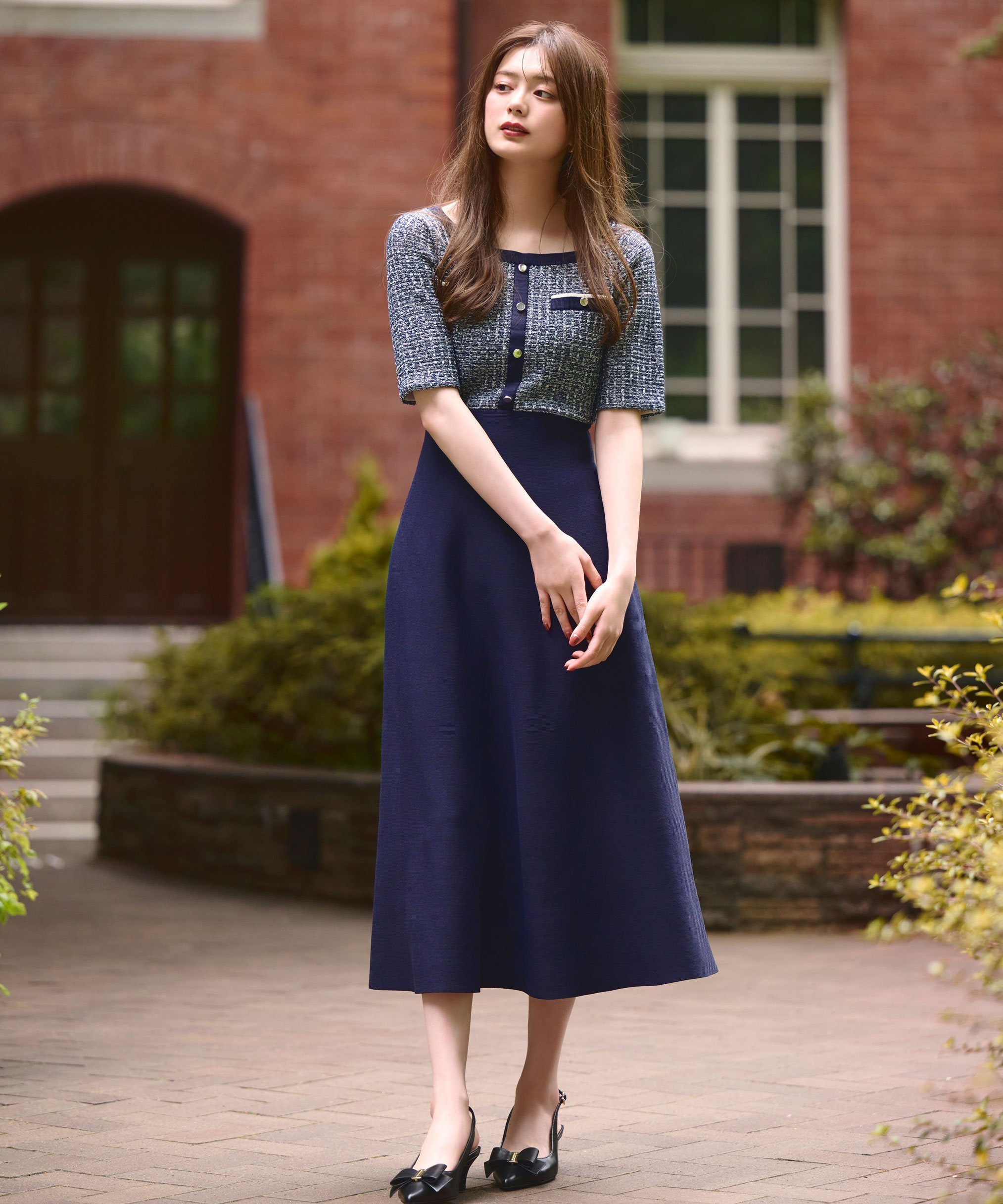 ★JILLSTUART★ネイビー 単色 7分丈袖 ワンピース 楽天市場】ネイビー(ブランドジルスチュアート)(ワンピース