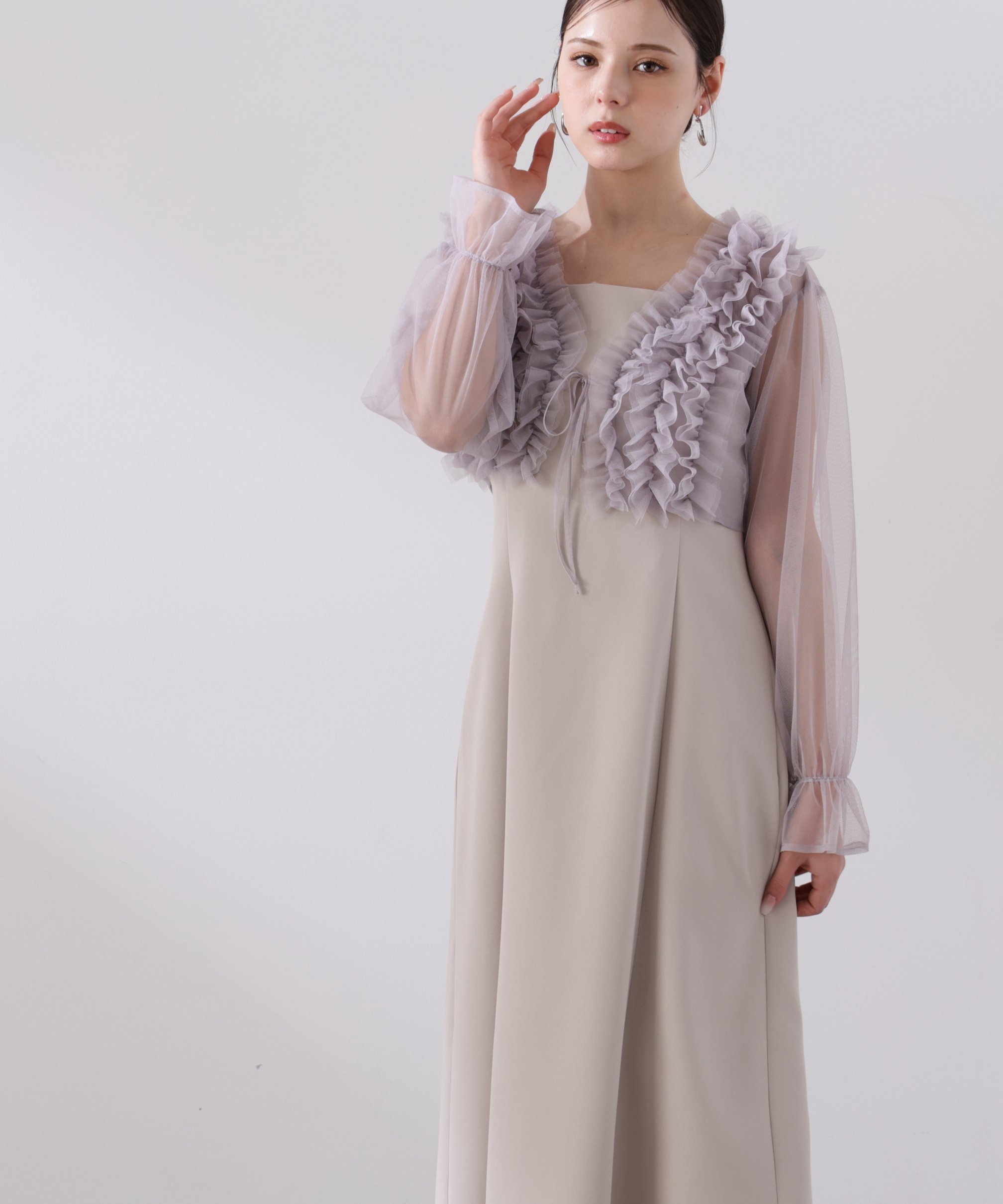 PROPORTION BODY DRESSING ＜L＞ラッフルボレロセットアップ 26SS プロポーションボディドレッシング ワンピース・ドレス ワンピース ブラック ベージュ