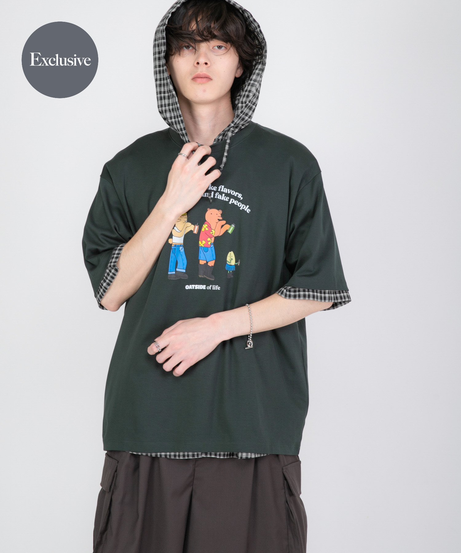 SENSE OF PLACE 『別注』OATSIDE×SENSE OF PLACE グラフィックTシャツA センス オブ プレイス トップス カットソー・Tシャツ グレー ホワイト グリーン