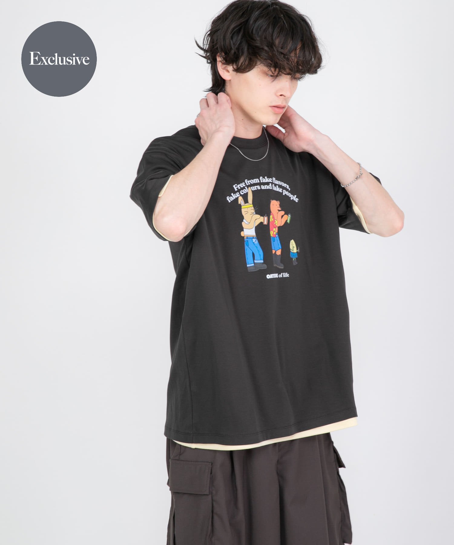 SENSE OF PLACE 『別注』OATSIDE×SENSE OF PLACE グラフィックTシャツA センス オブ プレイス トップス カットソー・Tシャツ グレー ホワイト グリーン