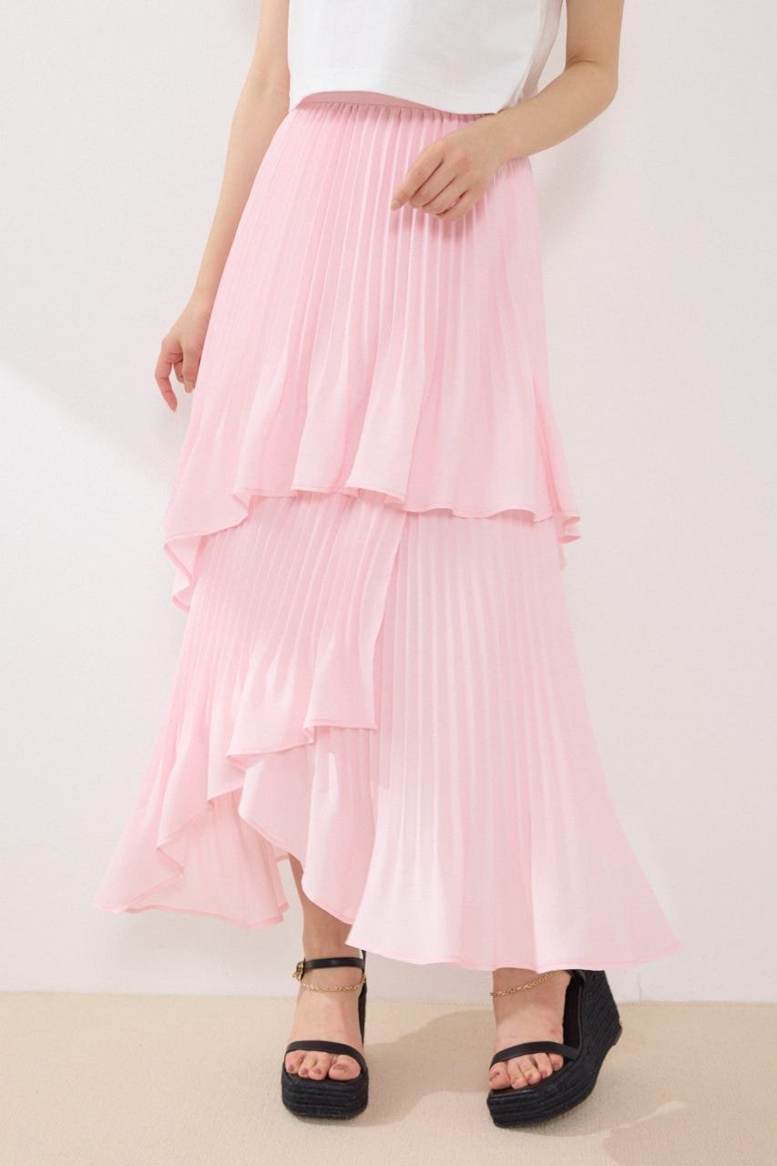 【SALE／50%OFF】rienda イレヘムプリーツロングスカート リエンダ スカート ロング・マキシスカート ピンク【送料無料】