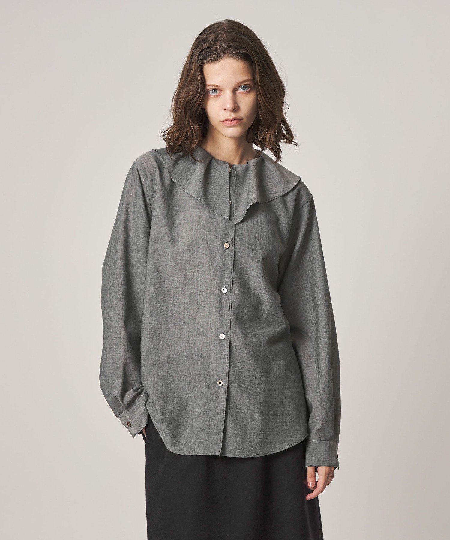 Steven Alan ＜Steven Alan＞タックカラー シャツ ビューティー＆ユース ユナイテッドアローズ ワンピース・ドレス チュニック グレー