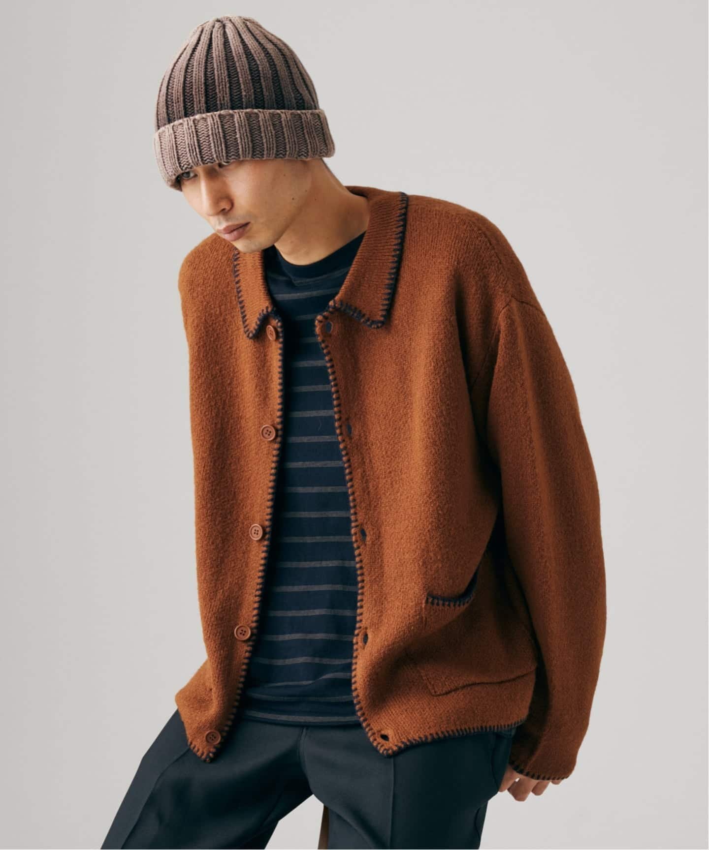 JOURNAL STANDARD 《予約》ブランケット ステッチ シャツ カーディガン ジャーナル スタンダード トップス カーディガン ブラック パープル ブラウン グレー【送料無料】