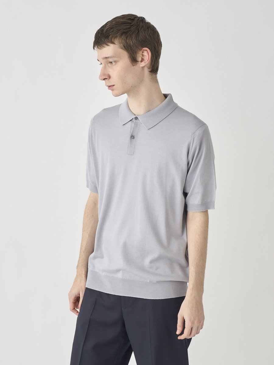 JOHN SMEDLEY Anglo Indian Gauze Short sleeved Polo Shirt ｜ LEYBURN ｜ 30G EASY FIT ジョンスメドレー トップス ニット シルバー【送料無料】