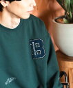BEAMS HEART MEN レタード ウラケ クルーネック スウェット 25SS ビームス ハート トップス スウェット・トレーナー グリーン グレー【送料無料】