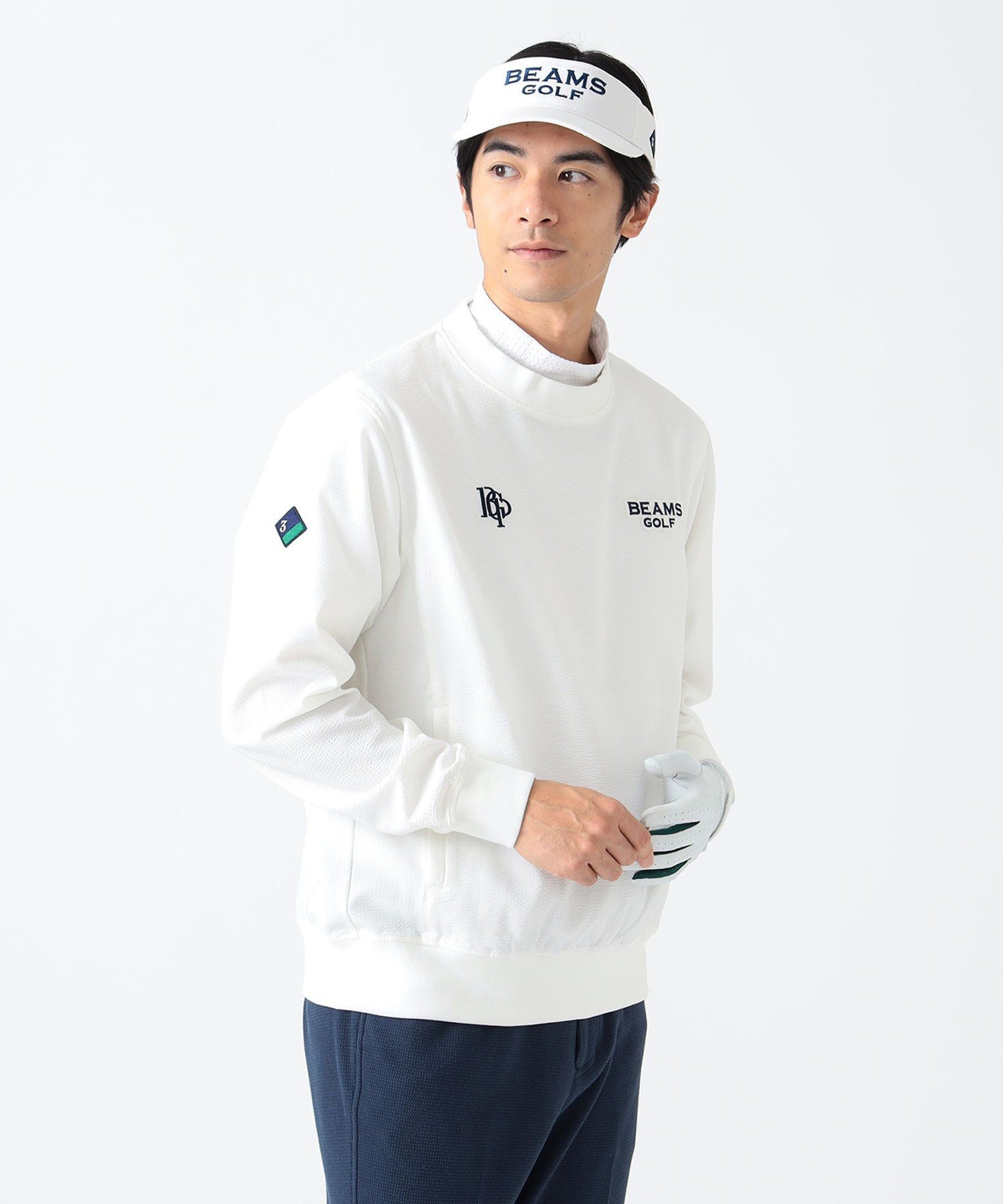 BEAMS GOLF PURPLE LABEL PURPLE LABEL / スフィダンテ 撥水 サッカーストライプ ピステ ビームス ゴルフ ジャケット・アウター ブルゾン・ジャンパー ホワイト ネイビー ブルー【送料無料】