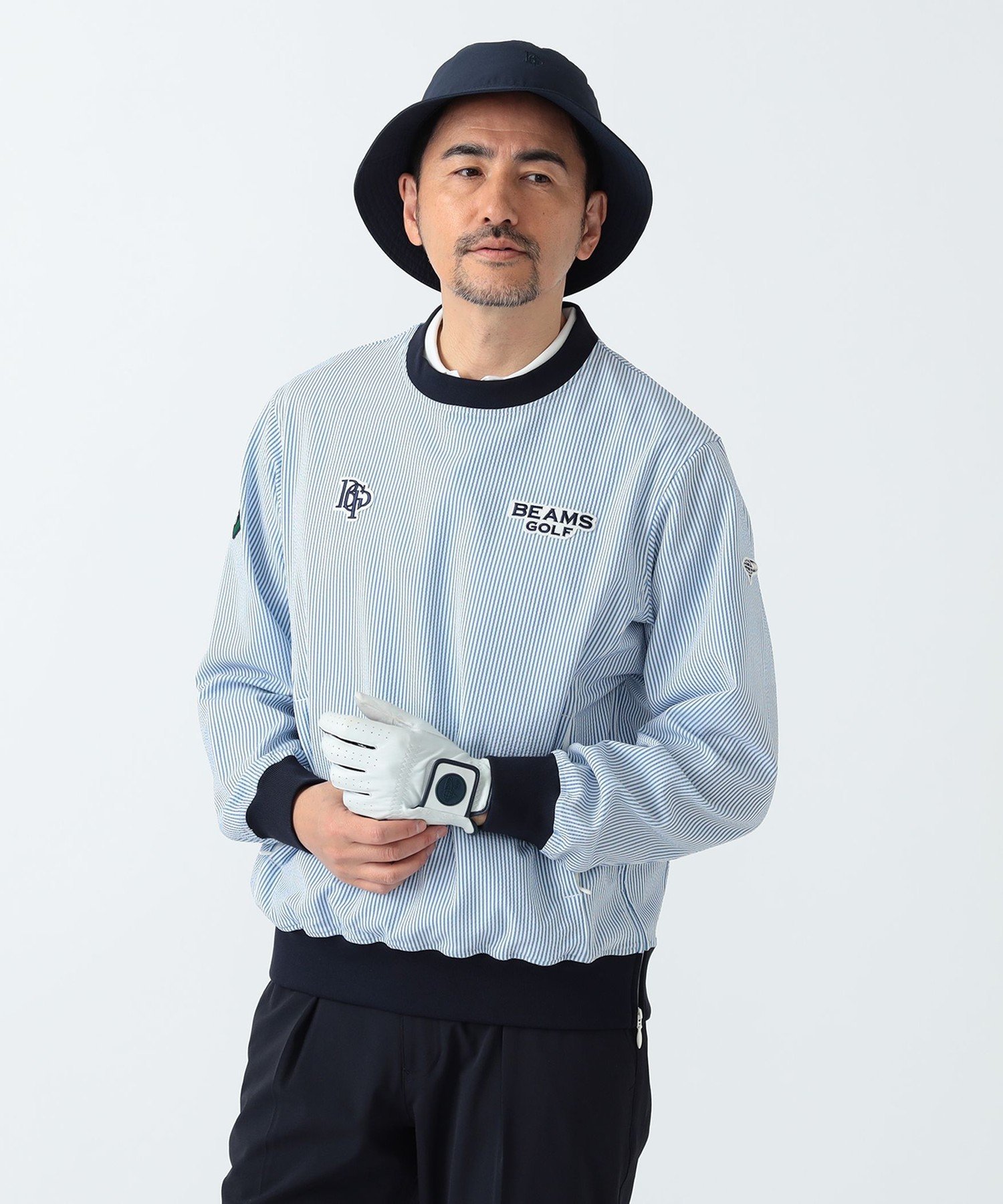 BEAMS GOLF PURPLE LABEL PURPLE LABEL / スフィダンテ 撥水 サッカーストライプ ピステ ビームス ゴルフ ジャケット・アウター ブルゾン・ジャンパー ホワイト ネイビー ブルー【送料無料】