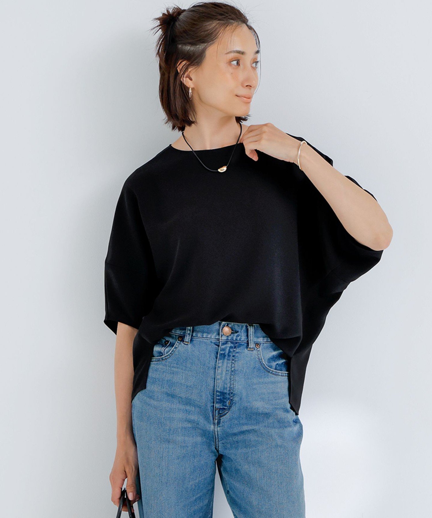 【SALE／30%OFF】23区 L 【吸水速乾/UVカット/接触冷感】ストレッチジョーゼット ランタンスリーブ カットソー ニジュウサンク トップス カットソー・Tシャツ ブラック ネイビー ベージュ【送料無料】 stylife-15085872 Rakuten Fashion サンプル画像2