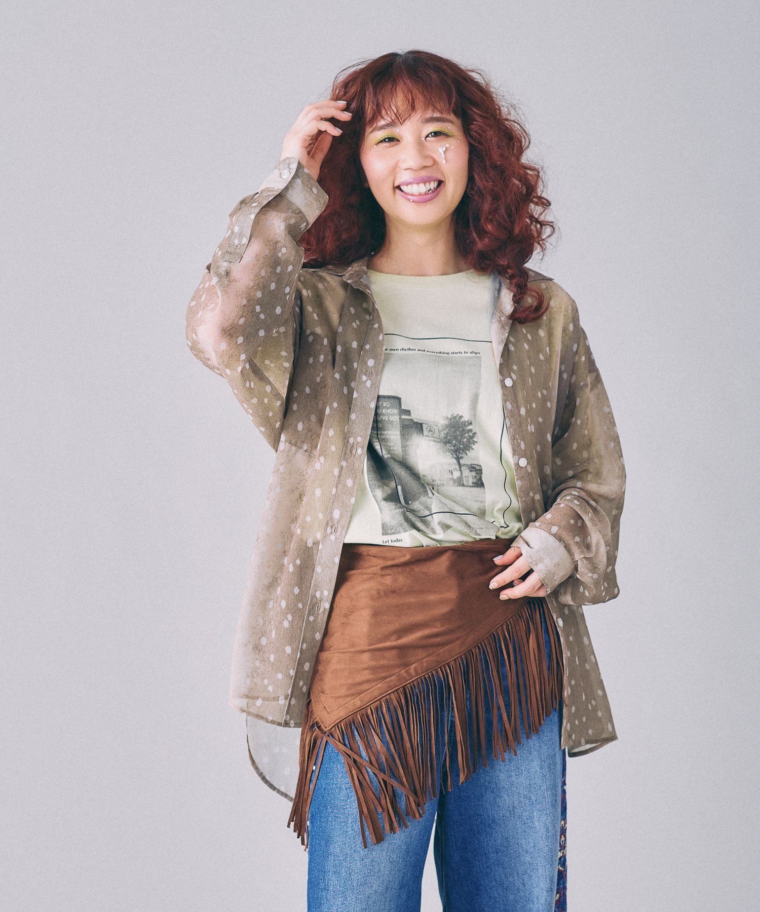 LEPSIM 2WAY柄シアー長袖シャツ レプシィム トップス シャツ・ブラウス ブラウン ブラック ネイビー