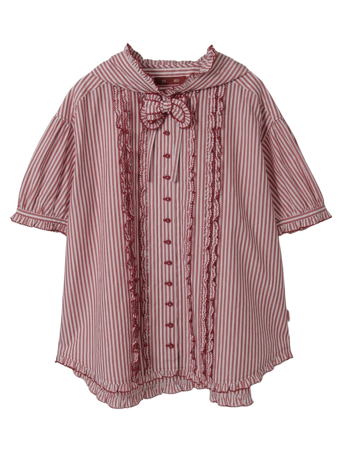 ピンクハウス ピンタック ピコフリル レース 7分袖 ブラウス ピンクハウス PINK HOUSE テディベアローズ プリント ブラウス