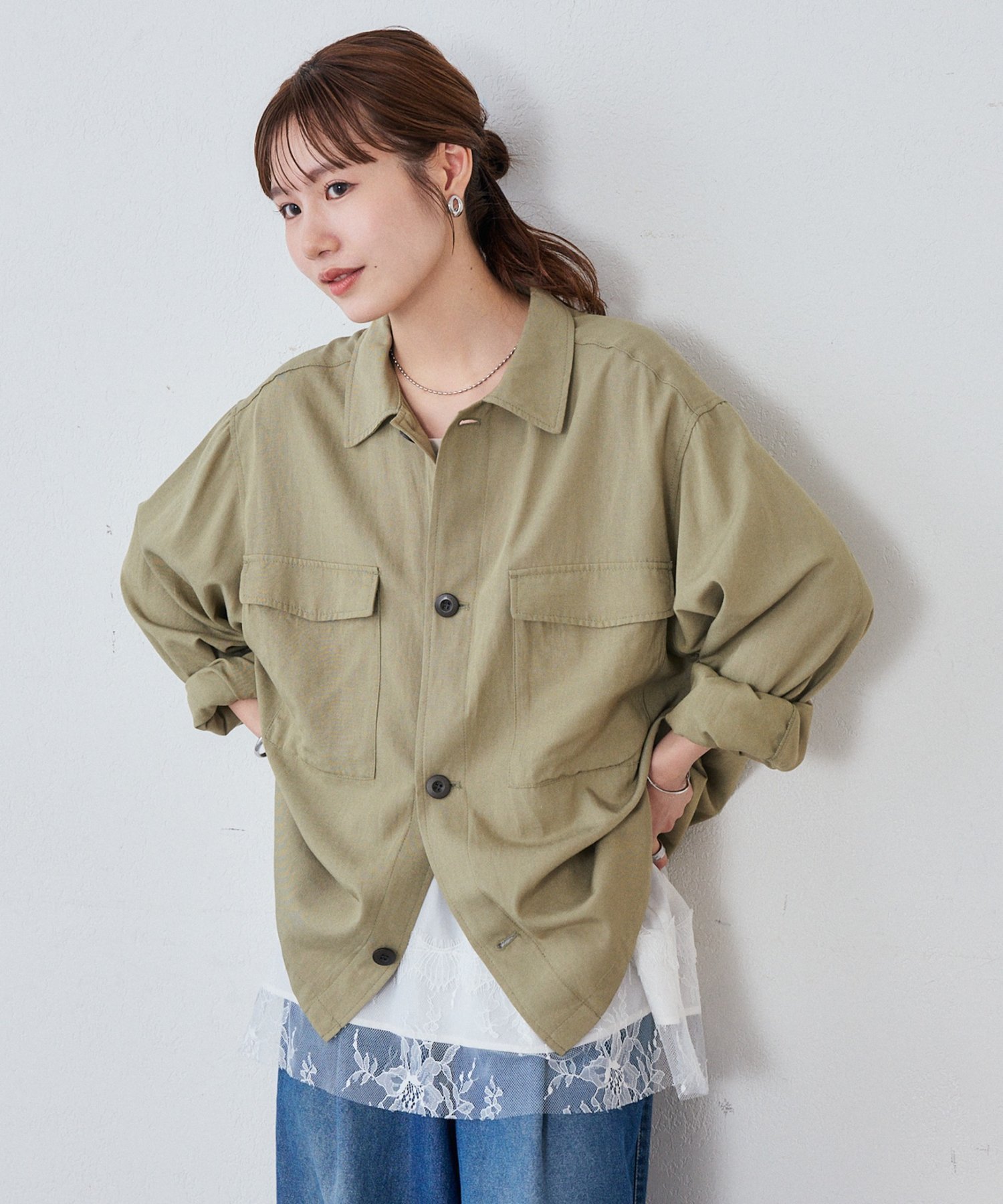 Discoat 【Enlude】ミリタリーシャツ《ユニセックス》 ディスコート トップス シャツ・ブラウス カーキグリーン ブラック【送料無料】