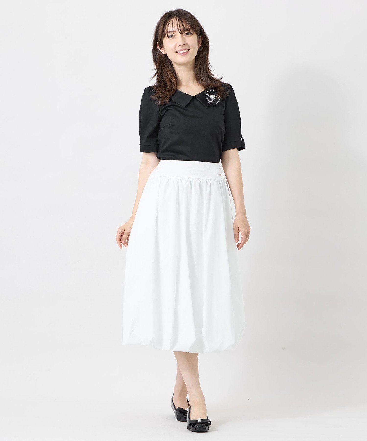 TO BE CHIC ハイゲージコットン デザインネックカットソー トゥー ビー シック トップス カットソー・Tシャツ ネイビー ブラック