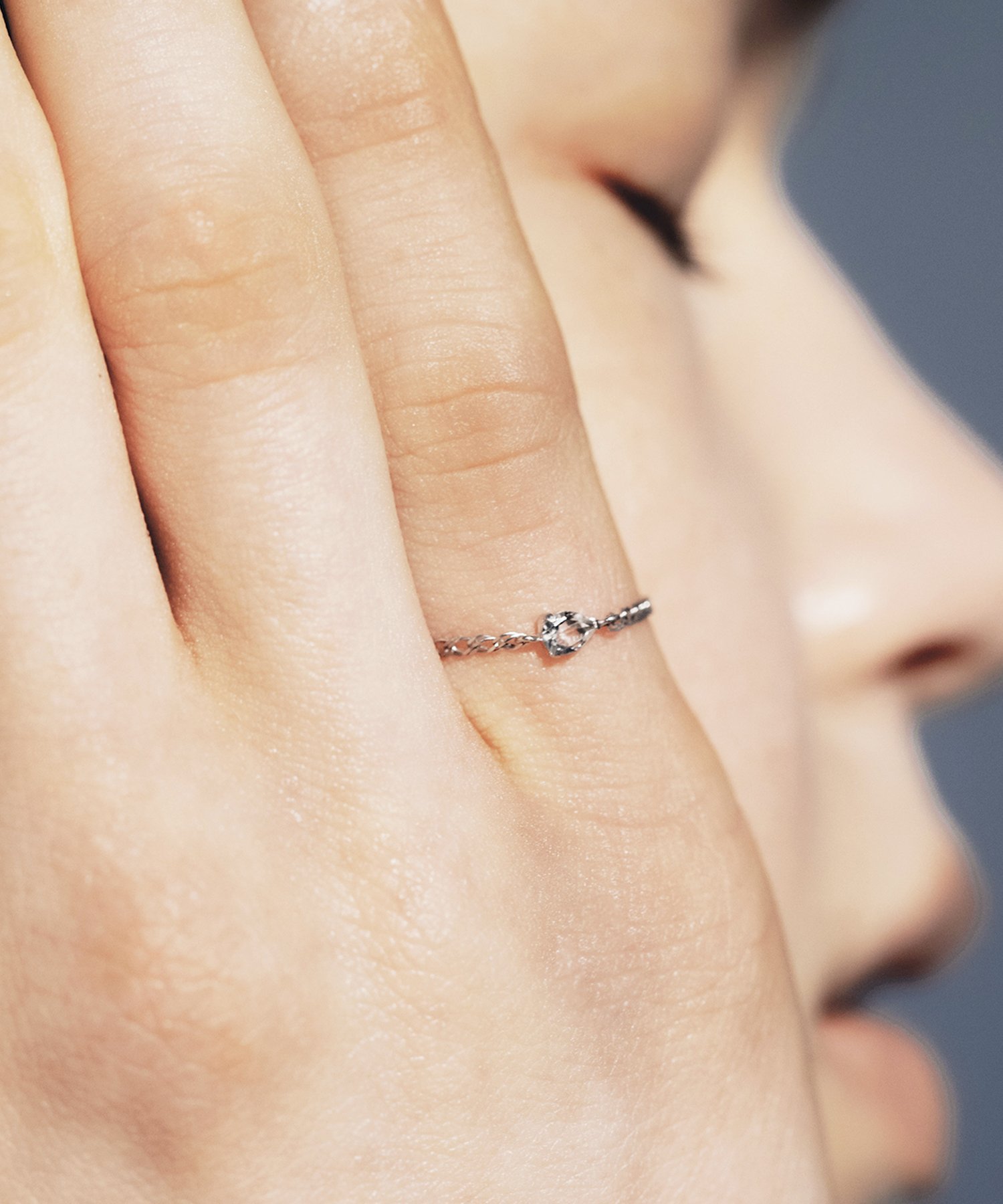 les bon bon les bon bon/float chain ring white gold フロート チェーンリング ホワイトゴールド K10 10K クリスタル ジュエリー 日本製 ルボンボン #BOB169 ギフト セットアップセブン アクセサリー・腕時計 リング・指輪 シルバー