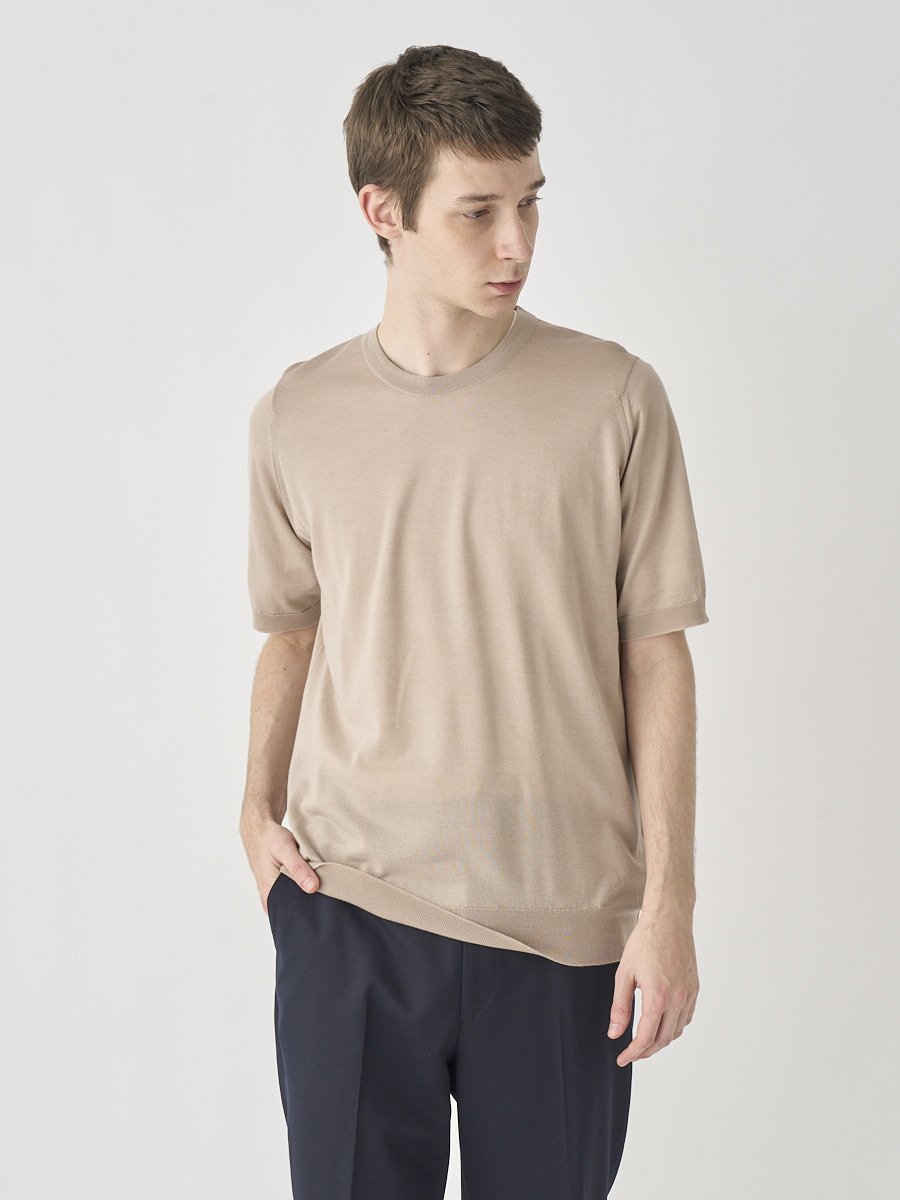 JOHN SMEDLEY [Anglo Indian Gauze] Crew neck T-Shirt ｜ HILCOTE ｜ 30G EASY FIT ジョンスメドレー トップス ニット ホワイト【送料無料】