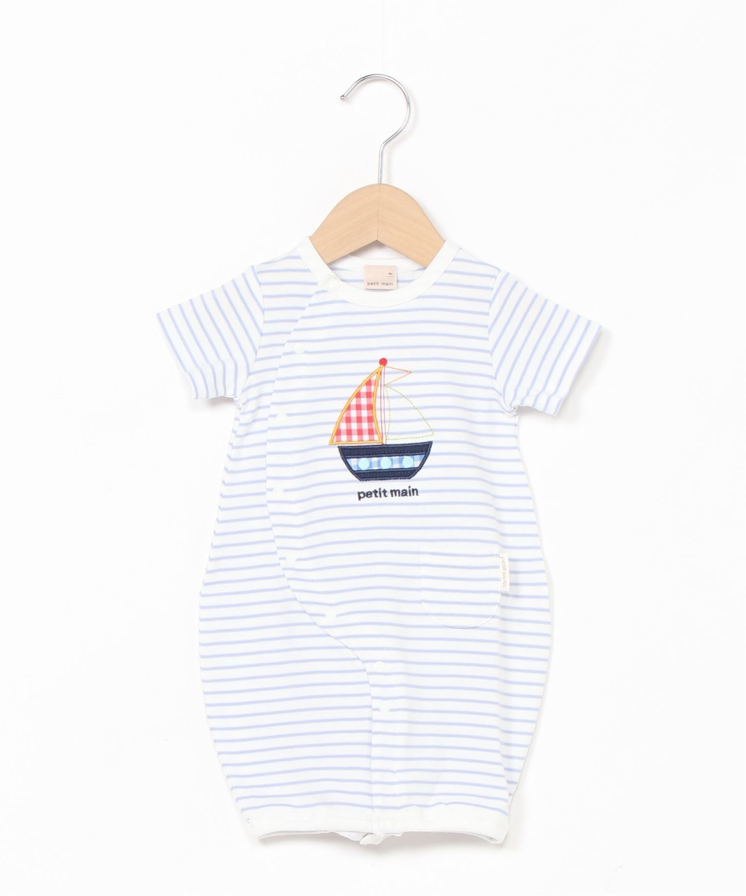 【SALE／10%OFF】petit main 【オーガニック】海の乗り物2WAYオール ナルミヤオンライン マタニティウェア・ベビー用品 ロンパース・カバーオール ブルー イエローのサムネイル