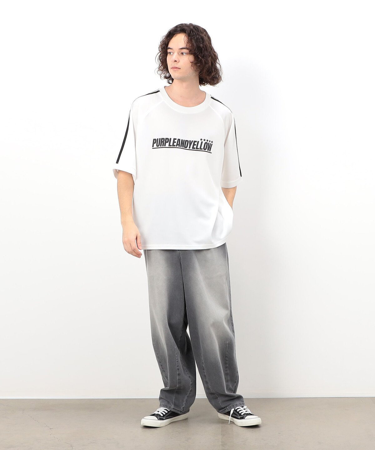 Purple&Yellow ゲームクルーネックTシャツ コムサイズム トップス カットソー・Tシャツ ブラック ホワイト