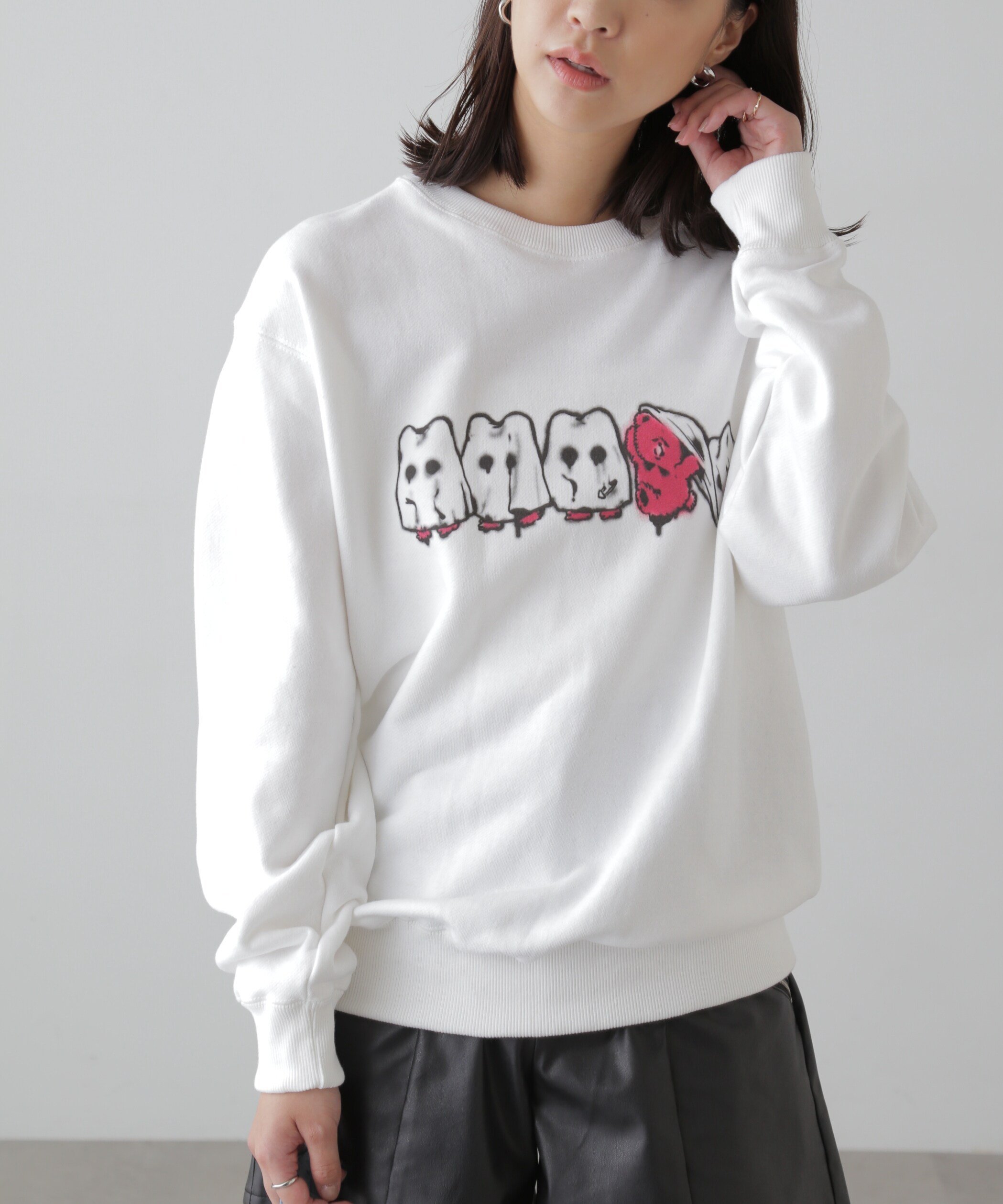 full_kado スウェット フリーズ マート トップス カットソー・Tシャツ ホワイト