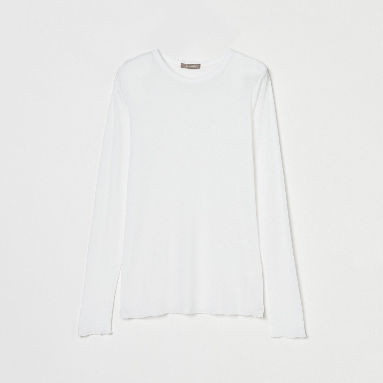 HELIOPOLE 【smooth skin series】SHEER RIB JERSEY CREW エリオポール トップス カットソー・Tシャツ グリーン ブラック ホワイト グレー オレンジ