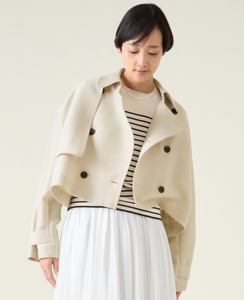 【SALE／60%OFF】martinique ショートトレンチ マルティニーク ジャケット・アウター トレンチコート ホワイト ベージュ【送料無料】