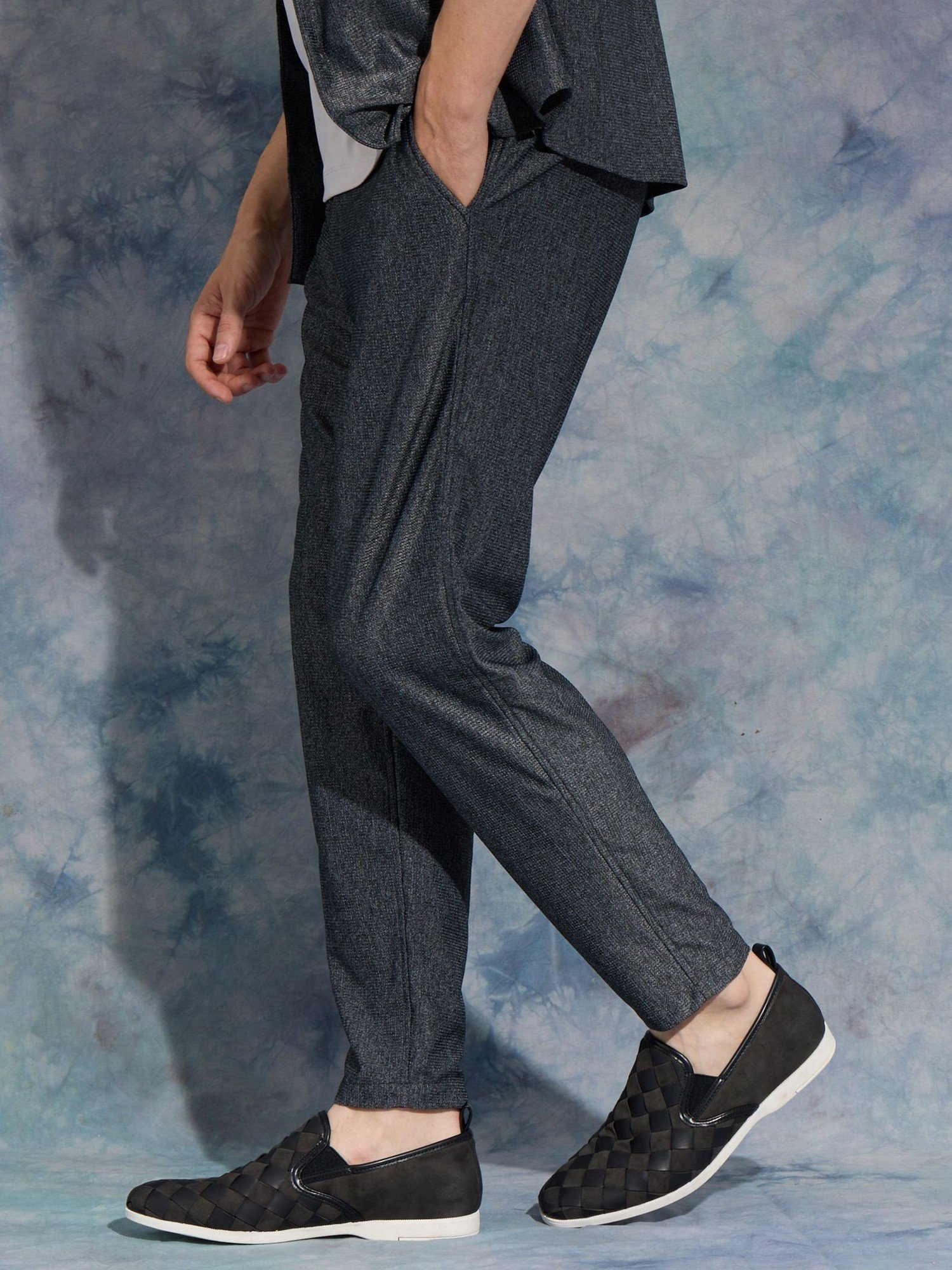 HIDEAWAYS NICOLE メランジメッシュジョッパーズ風パンツ ニコル パンツ その他のパンツ ブルー ネイビー ブラック グレー
