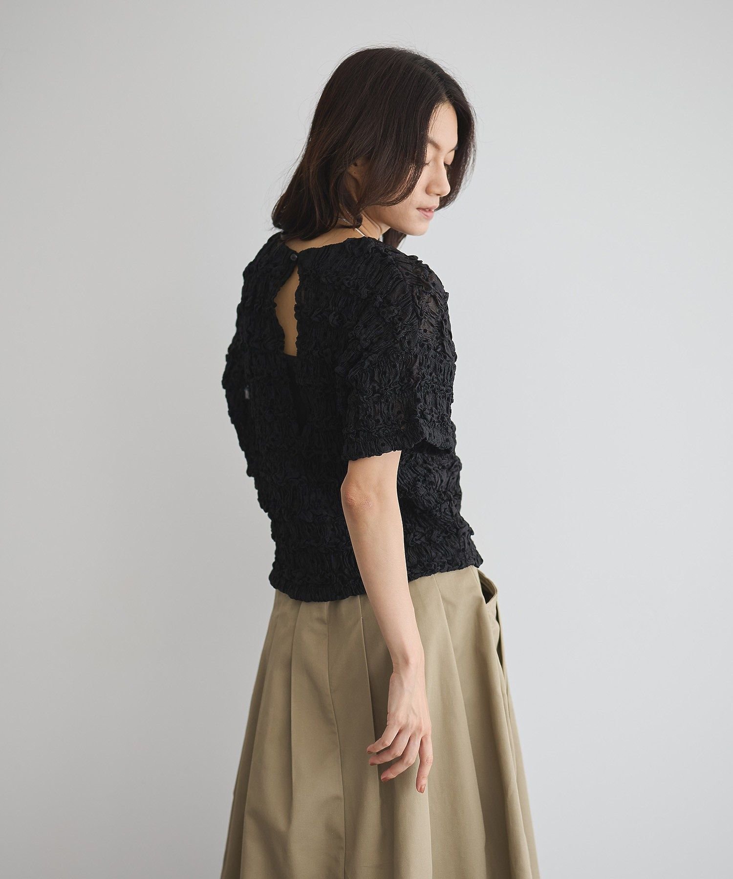 【SALE／50%OFF】GARAGE OF GOOD CLOTHING ドットクロップド丈シャーリングプルオーバー ガレージ オブ グッド クロージング トップス シャツ・ブラウス ブラック【送料無料】