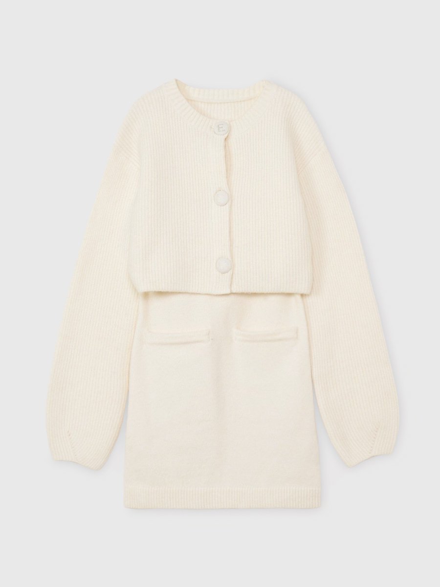 eimy istoire ロゴ釦ニットセットワンピース エイミーイストワール ワンピース・ドレス ワンピース ホワイト ネイビー【送料無料】