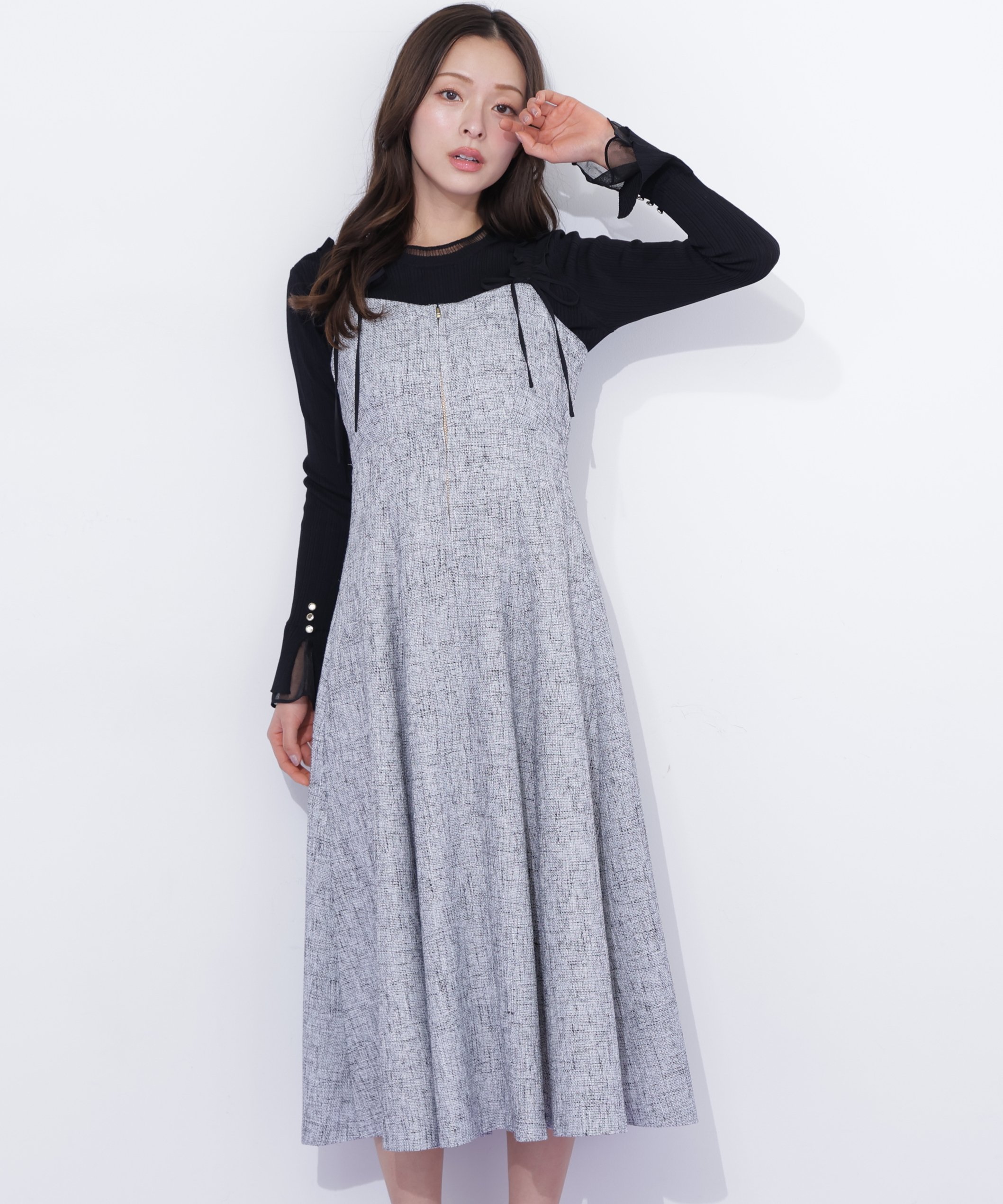 JILL by JILL STUART フリルショルダージャンスカ ジル バイ ジル スチュアート ワンピース・ドレス ワンピース ピンク グリーン グレー