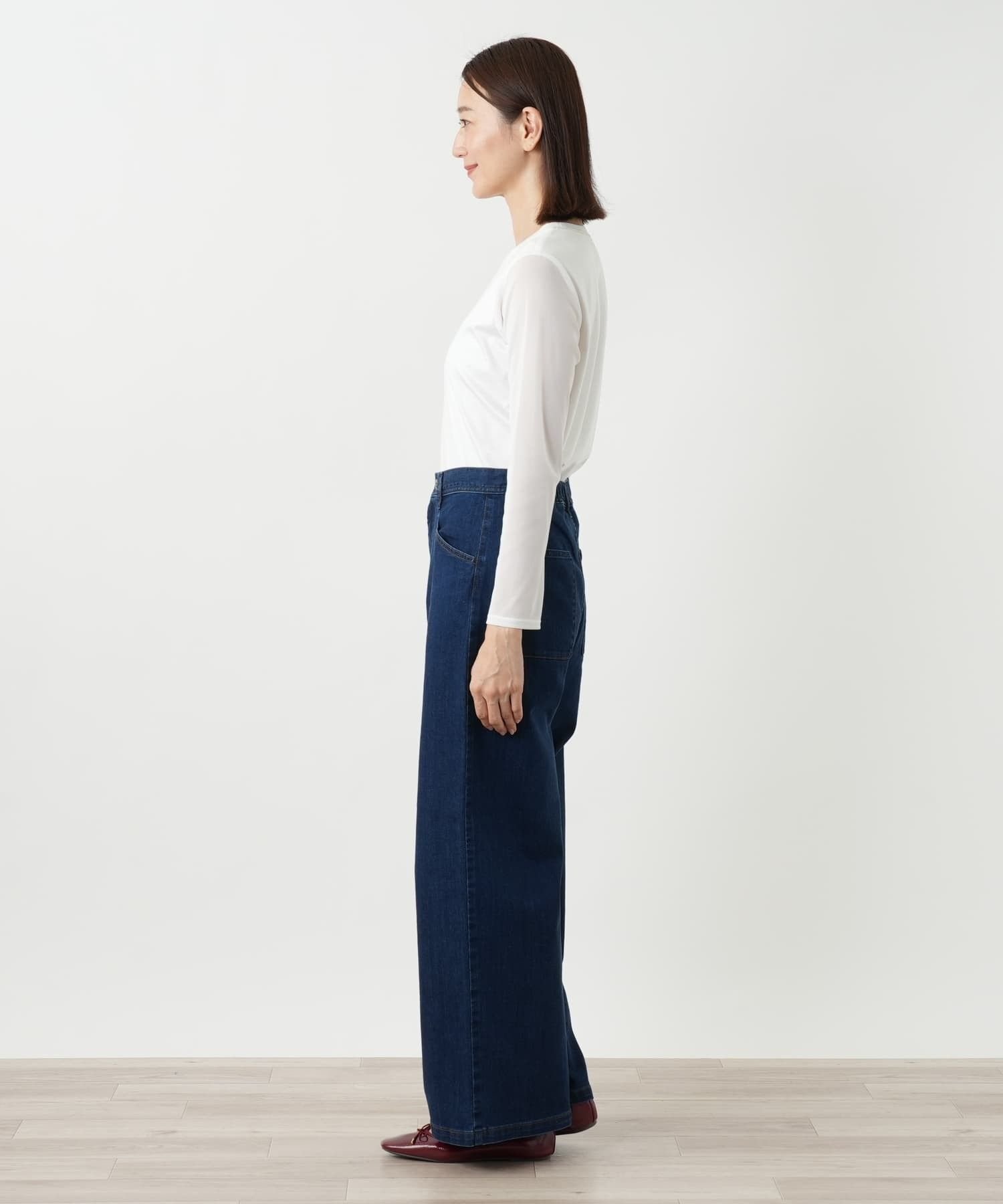 Leilian ワイドデニムパンツ【L JEANS】 レリアン パンツ ジーンズ・デニムパンツ ブルー