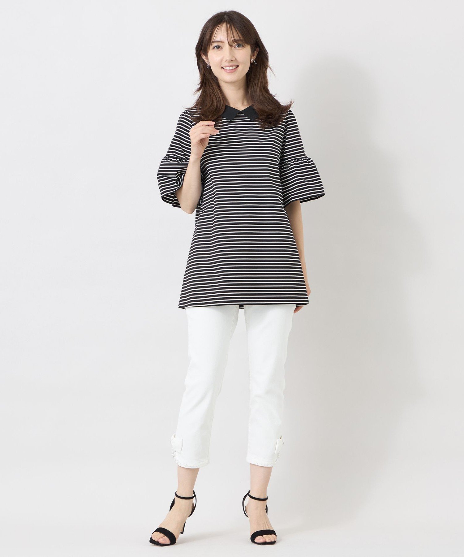 TO BE CHIC 【冨張 愛さん着用】ビーズ刺しゅう リボンスリムデニム トゥー ビー シック パンツ ジーンズ・デニムパンツ ホワイト