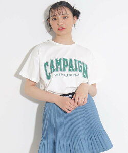 PINK-latte 【接触冷感機能/130cmあり】カレッジロゴT ピンク ラテ トップス カットソー・Tシャツ ホワイト グリーン レッド グレー