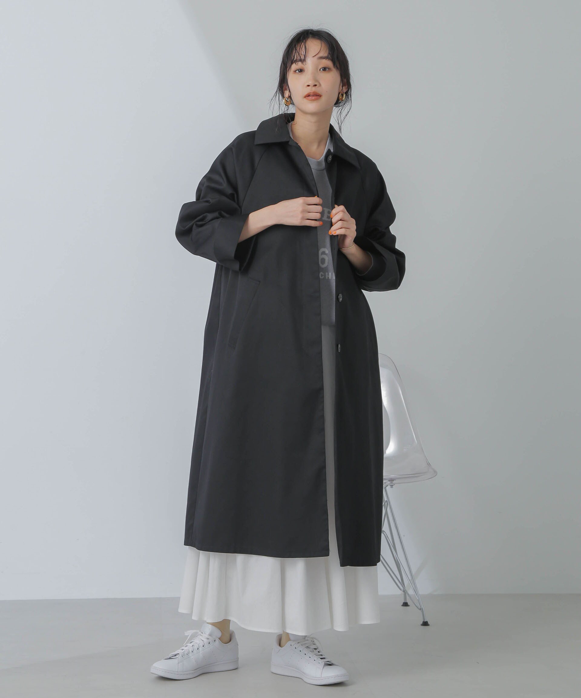美品!ナノユニバース オーバー×ラップ レディース 2wayトレンチコート 美品!ナノユニバース オーバー×ラップ レディース 2wayトレンチコート