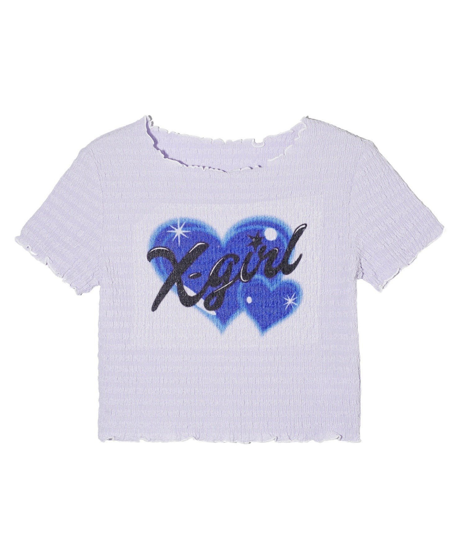 楽天Rakuten FashionX-girl HEART AIRBRUSH SHIRRED S/S TOP トップス X-girl エックスガール トップス カットソー・Tシャツ パープル ホワイト【送料無料】