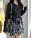 【SALE/26%OFF】clear ダブルジップ長袖ニットトップス クリア トップス ニット ブラック グレー
