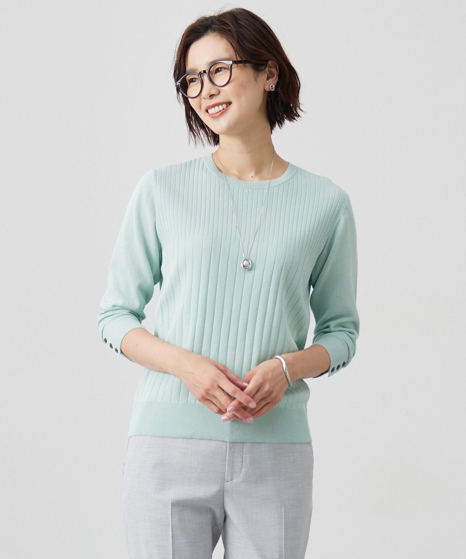 J.PRESS 【洗える】Cotton Acetate ストライプ ニット プルオーバー ジェイプレス トップス ニット ベージュ ネイビー グリーン ホワイト【送料無料】